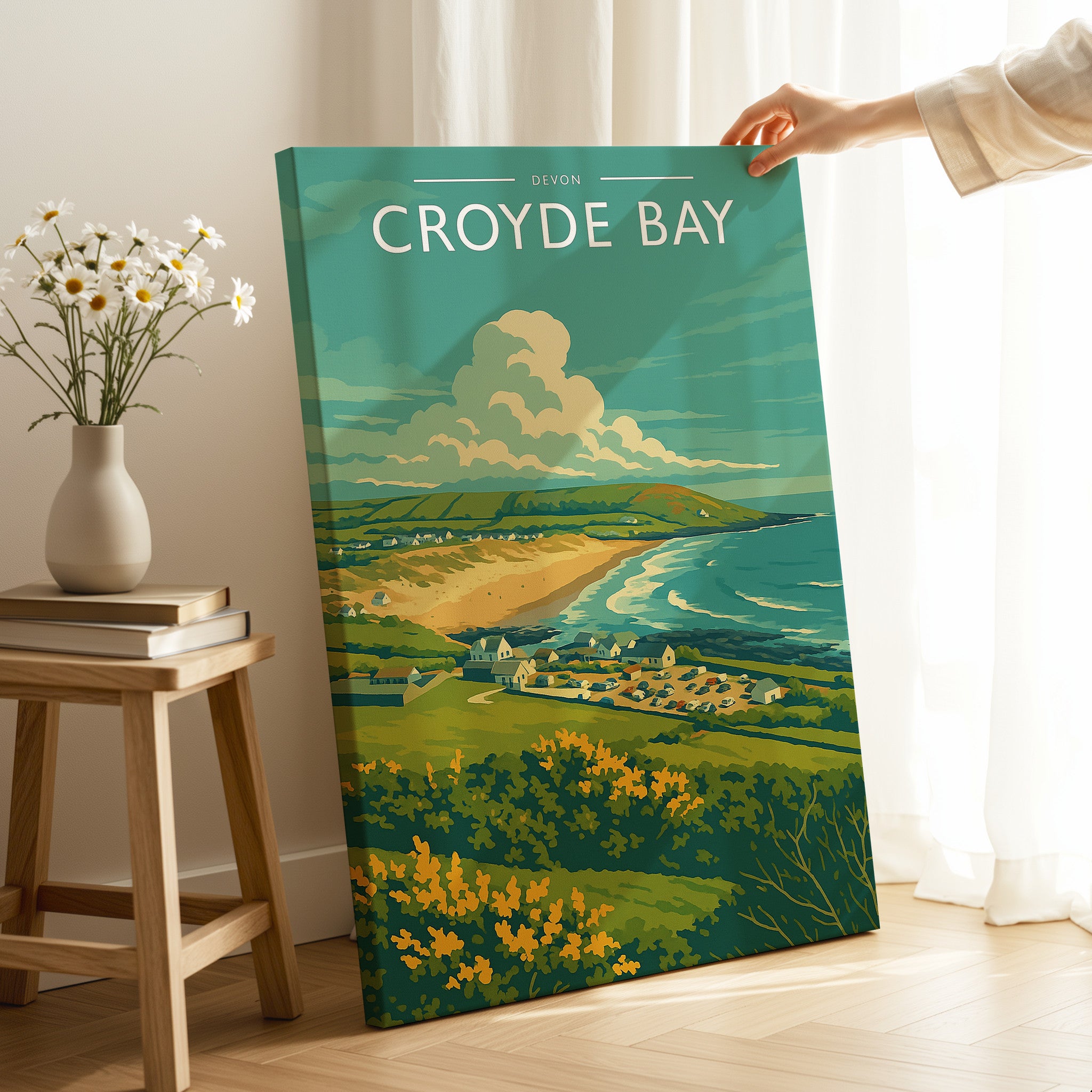 Croyde Bay Travel Poster as a gallery-wrapped canvas