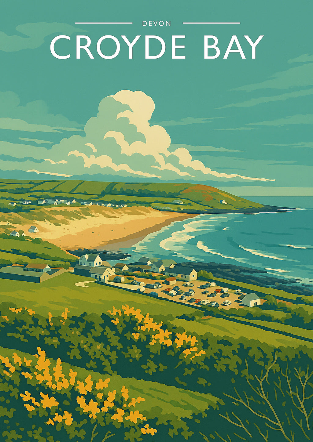 Croyde Bay Travel Poster - A4 travel poster print
