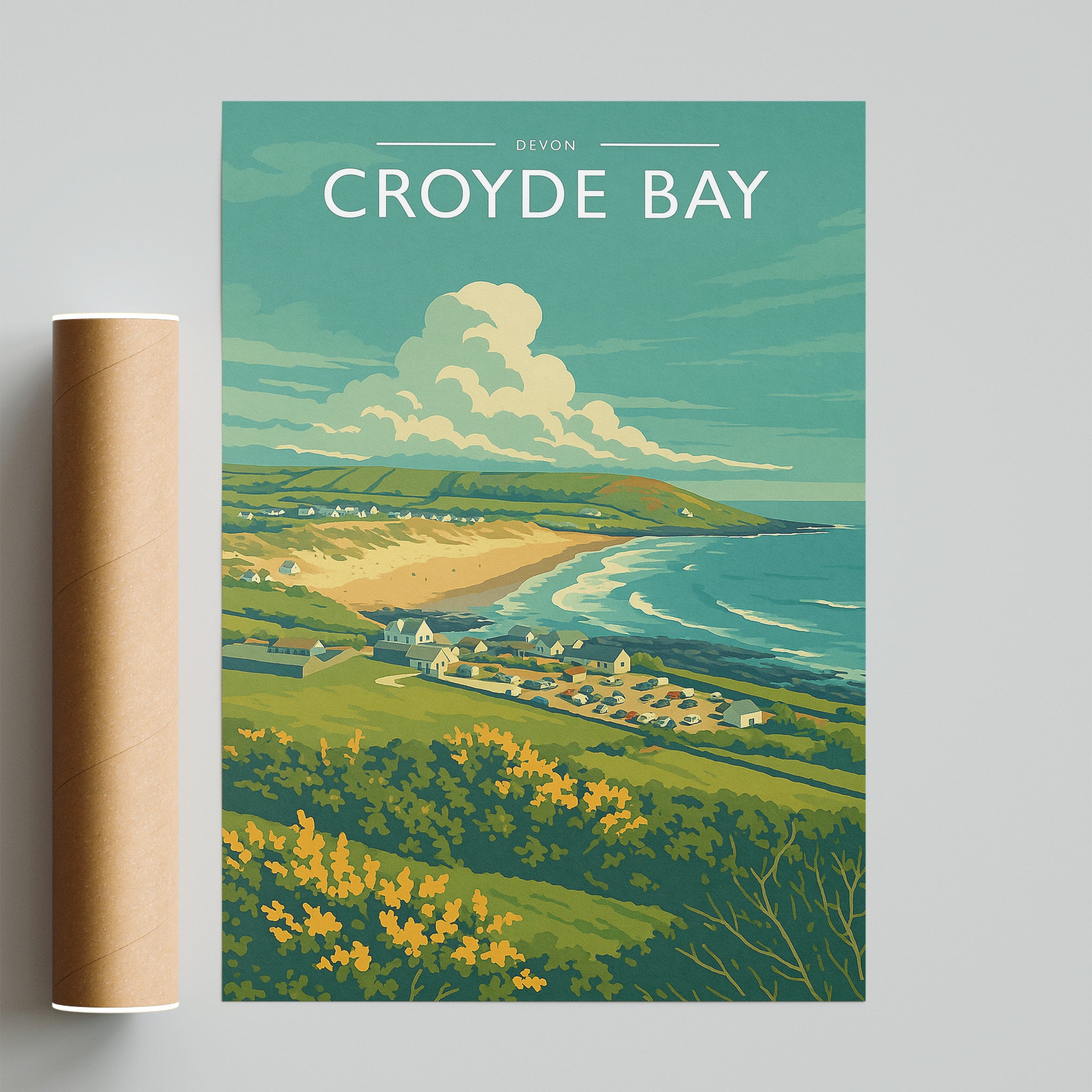 Croyde Bay Travel Poster - fine art print with shipping tube