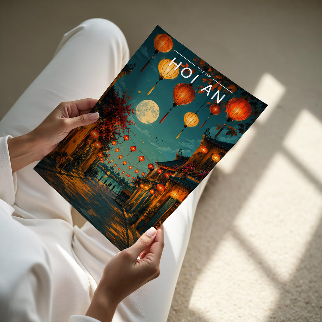 Hoi An #2 Travel Poster - A4 print held in hand