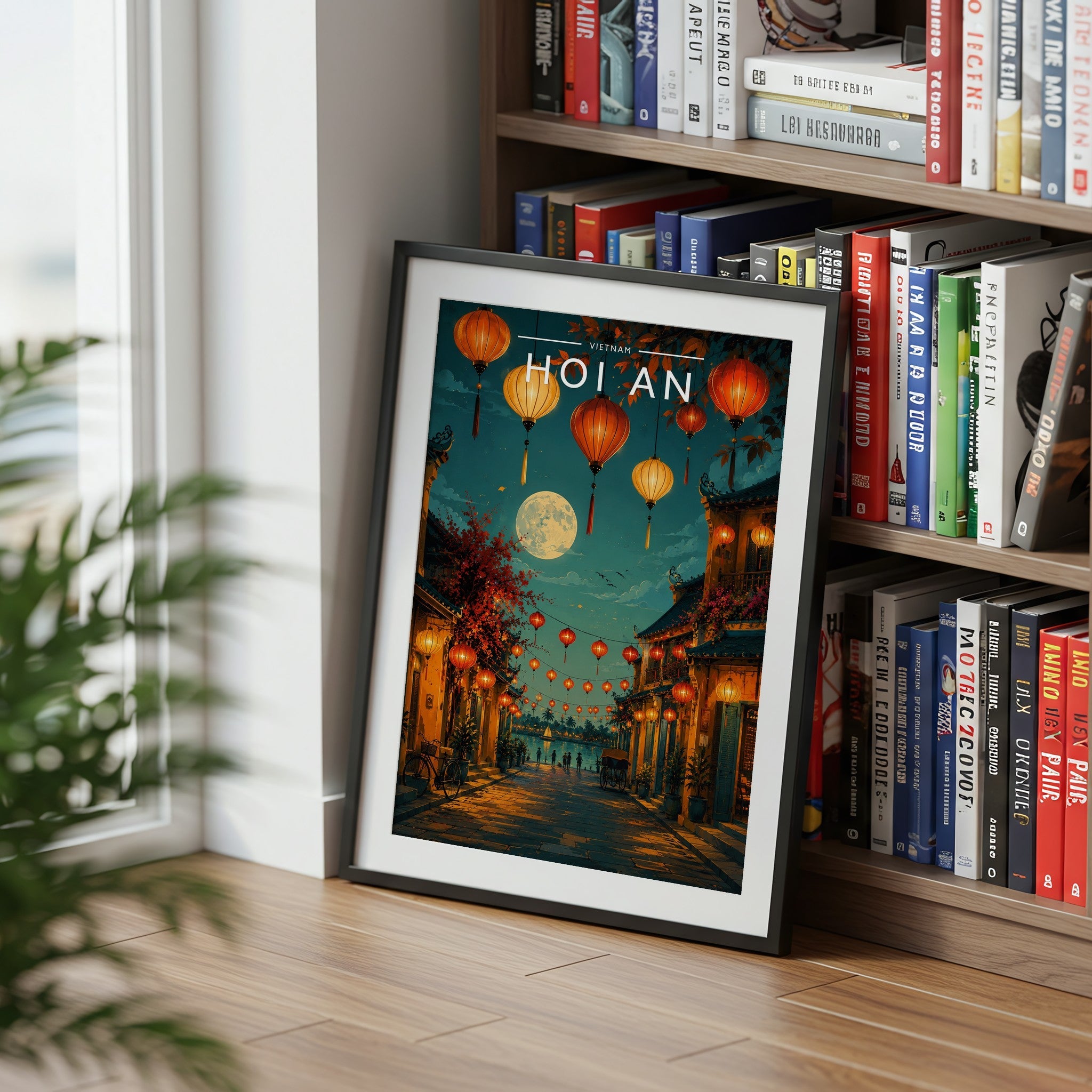 Hoi An #2 Travel Poster mounted in a black frame