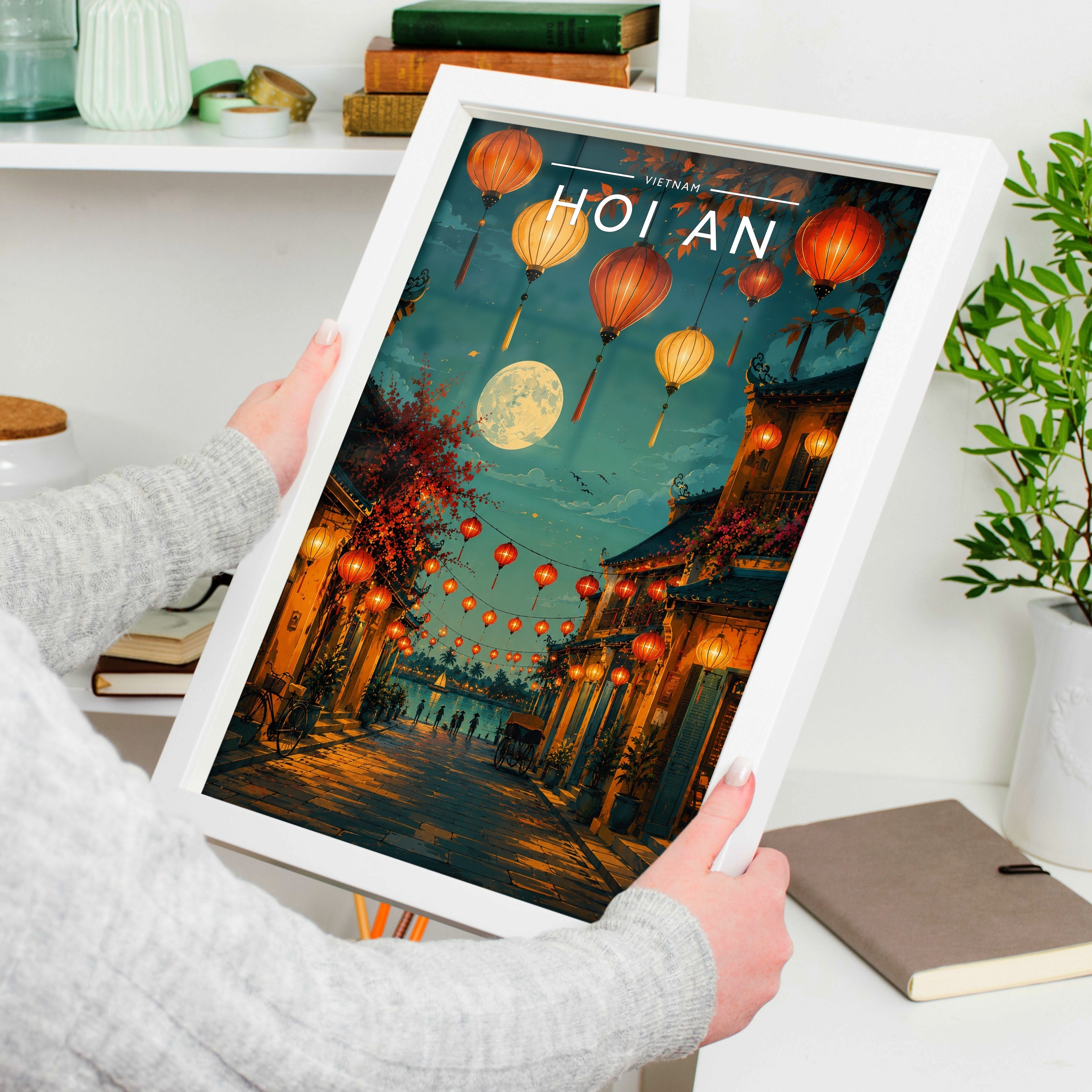Hoi An #2 Travel Poster held in a white frame