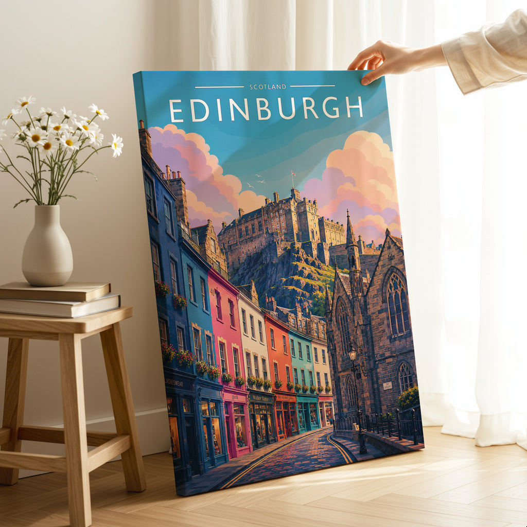 Edinburgh #3 Travel Poster as a gallery-wrapped canvas