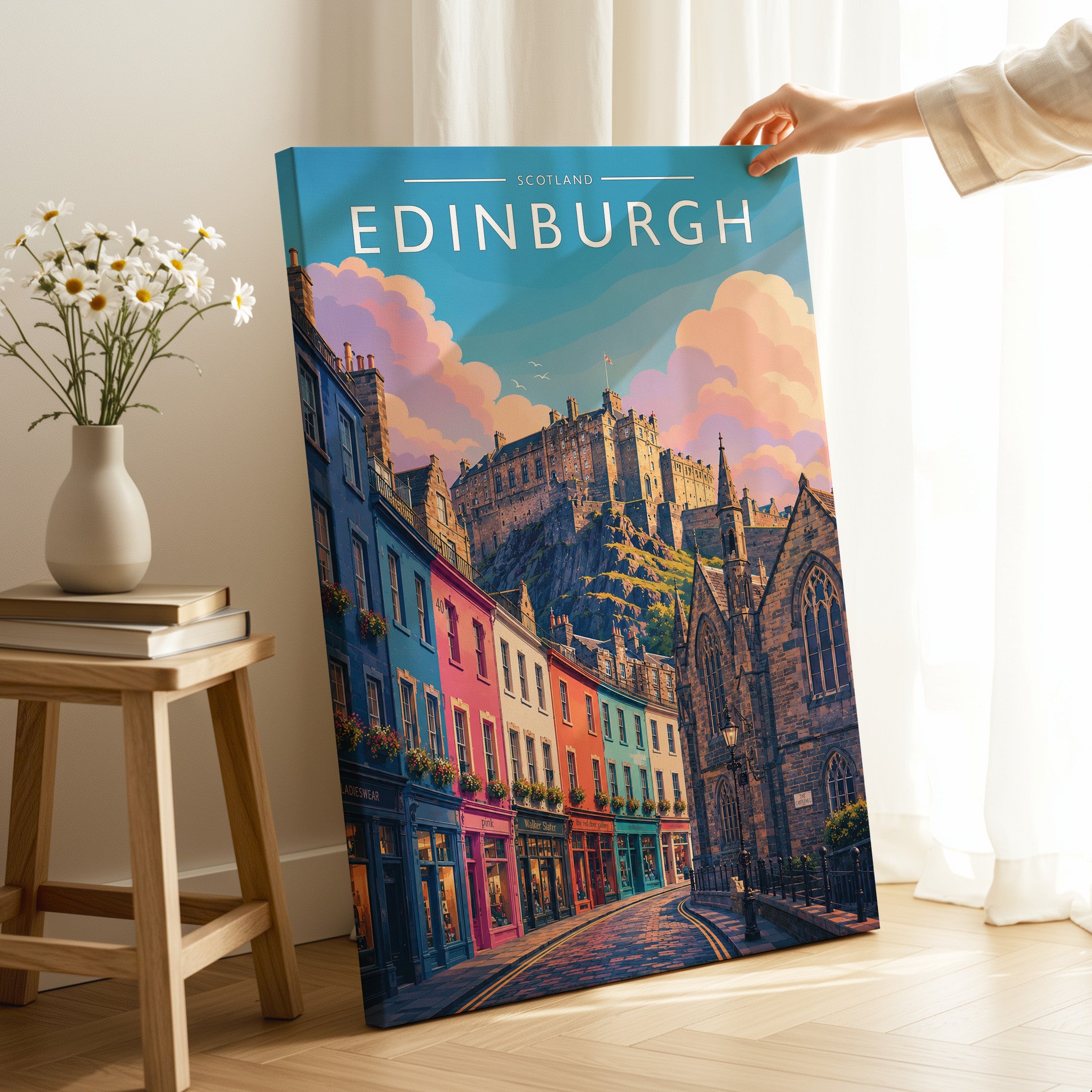 Edinburgh #3 Travel Poster as a gallery-wrapped canvas