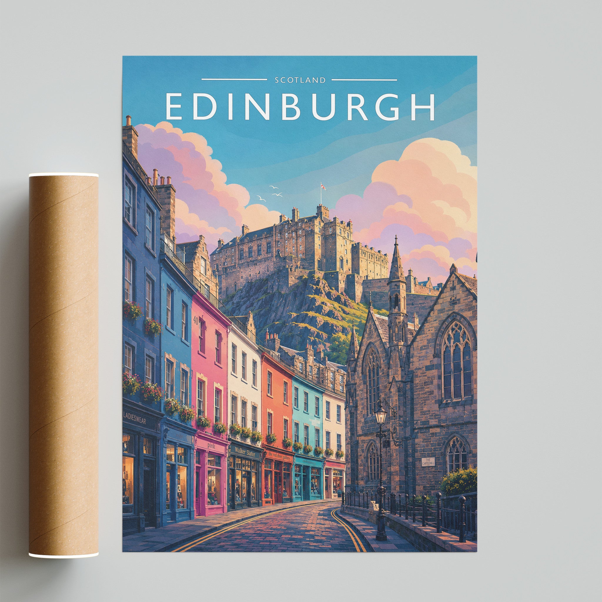 Edinburgh #3 Travel Poster - fine art print with shipping tube