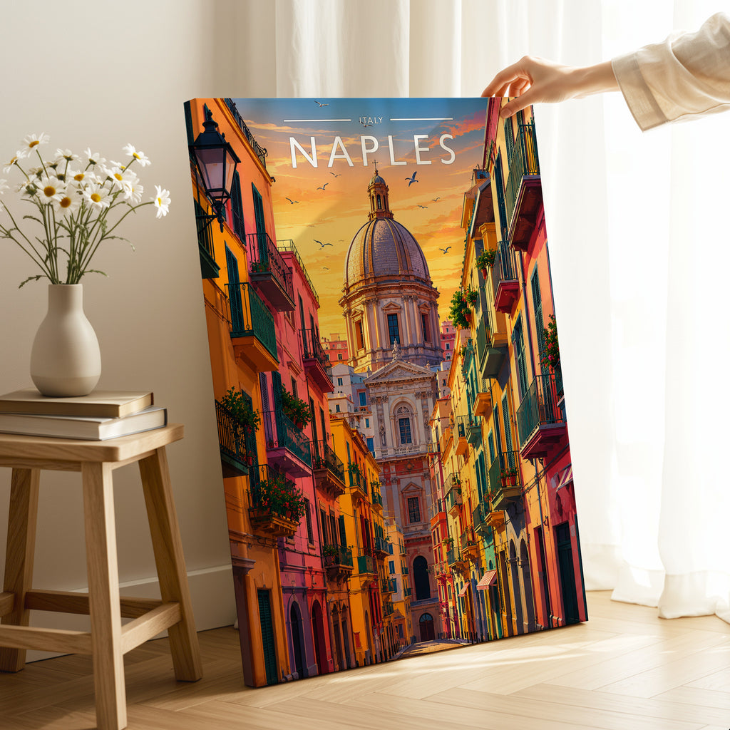 Naples Travel Poster as a gallery-wrapped canvas