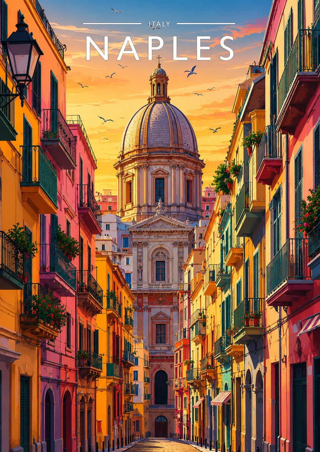 Naples Travel Poster - A4 travel poster print