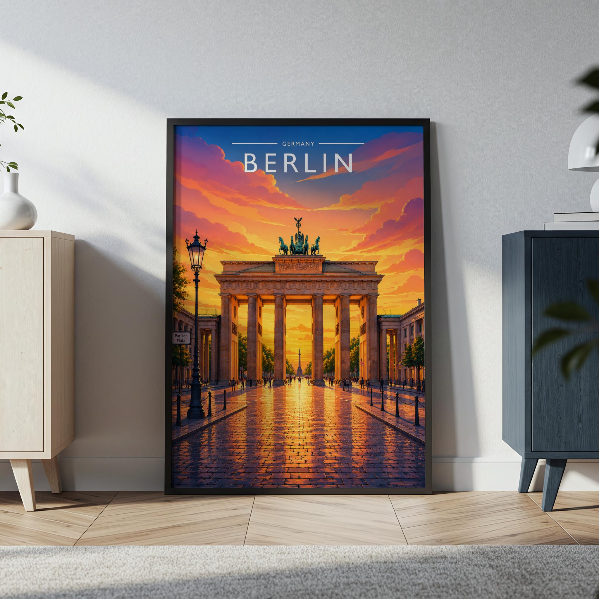 Berlin Travel Poster in a black frame