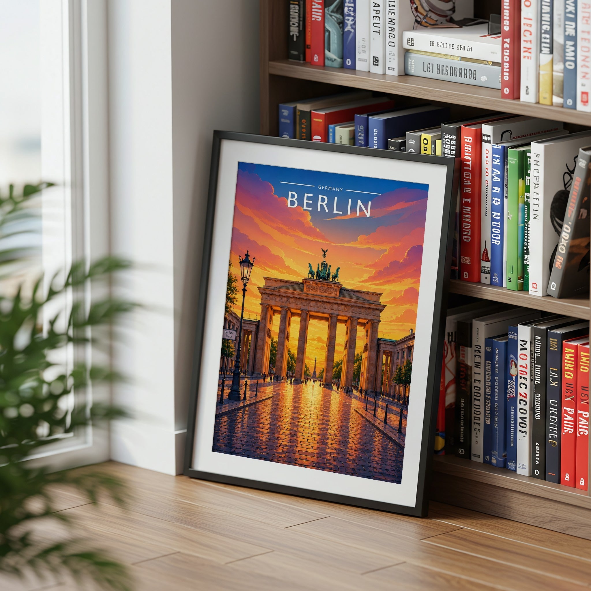Berlin Travel Poster mounted in a black frame
