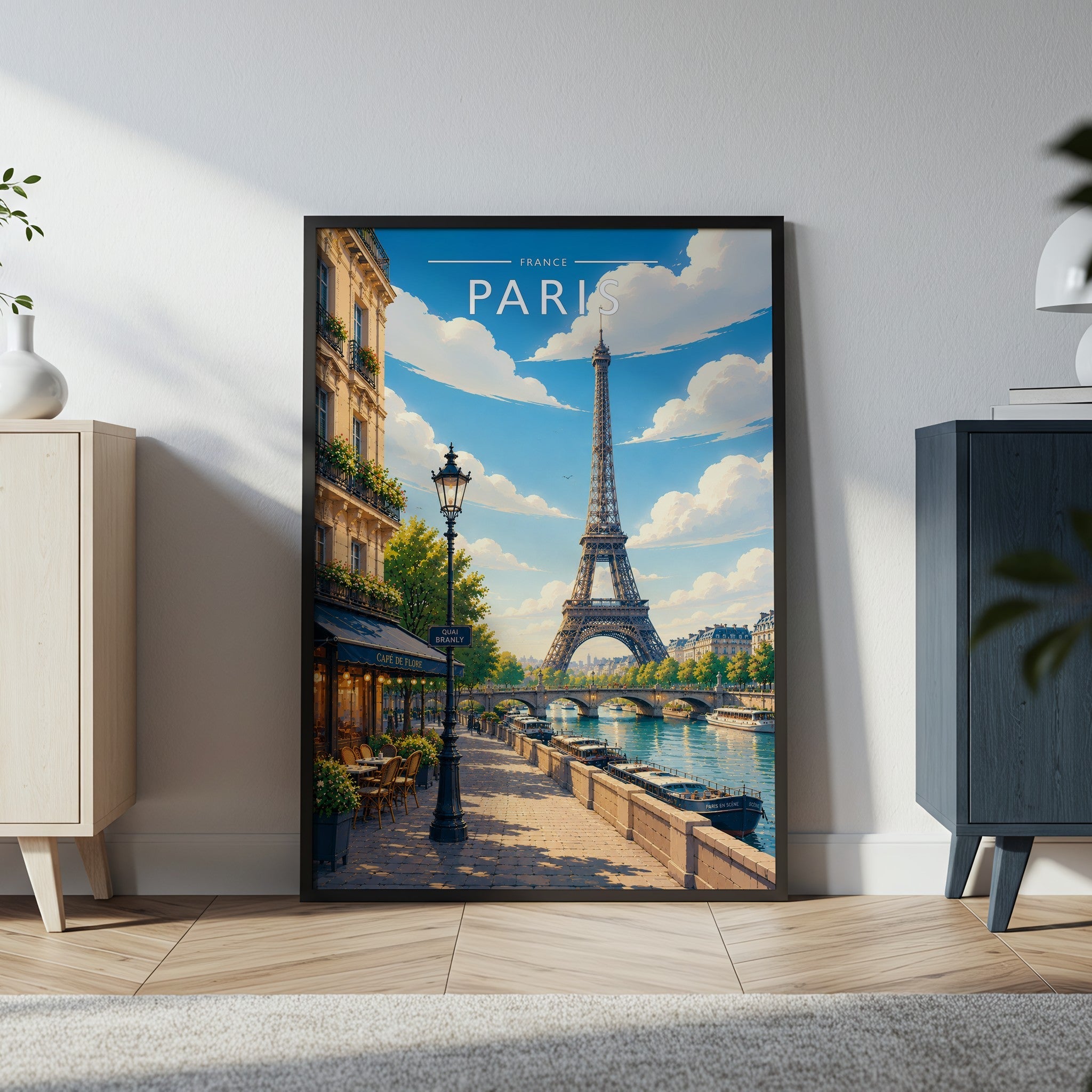 Paris #3 Travel Poster in a black frame