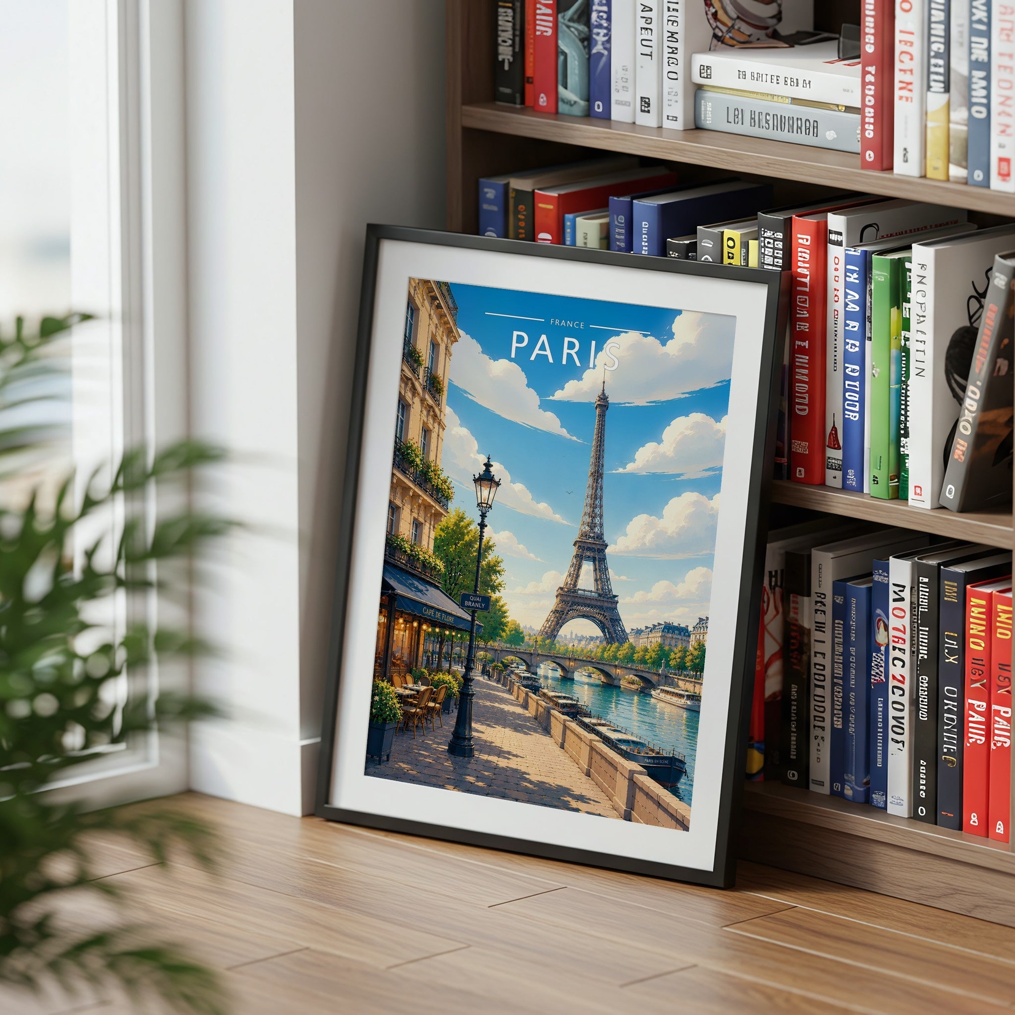 Paris #3 Travel Poster mounted in a black frame