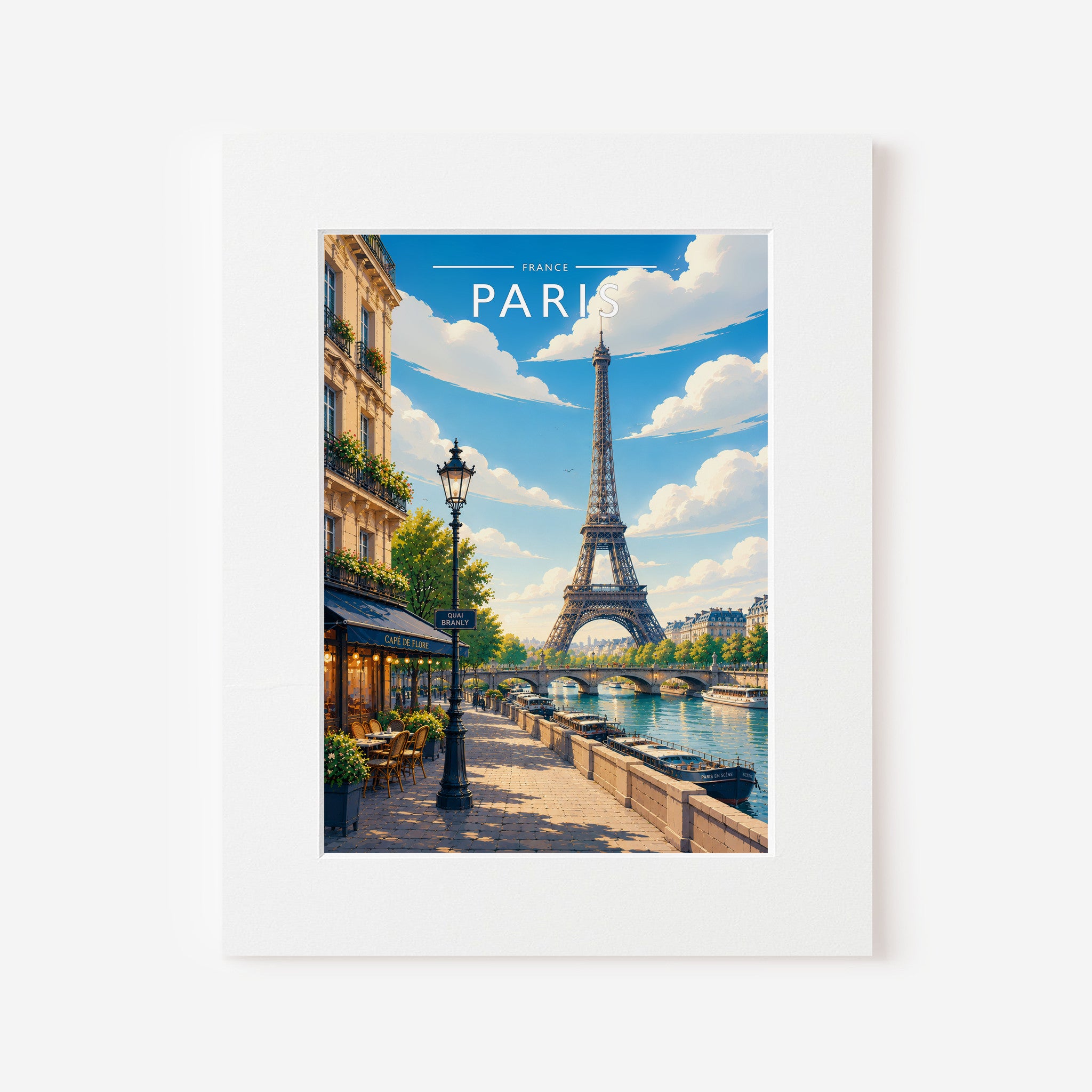 Paris #3 Travel Poster in a white mount