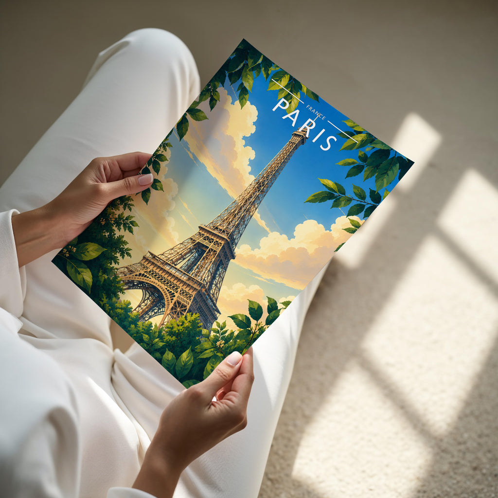 Paris #4 Travel Poster - A4 print held in hand