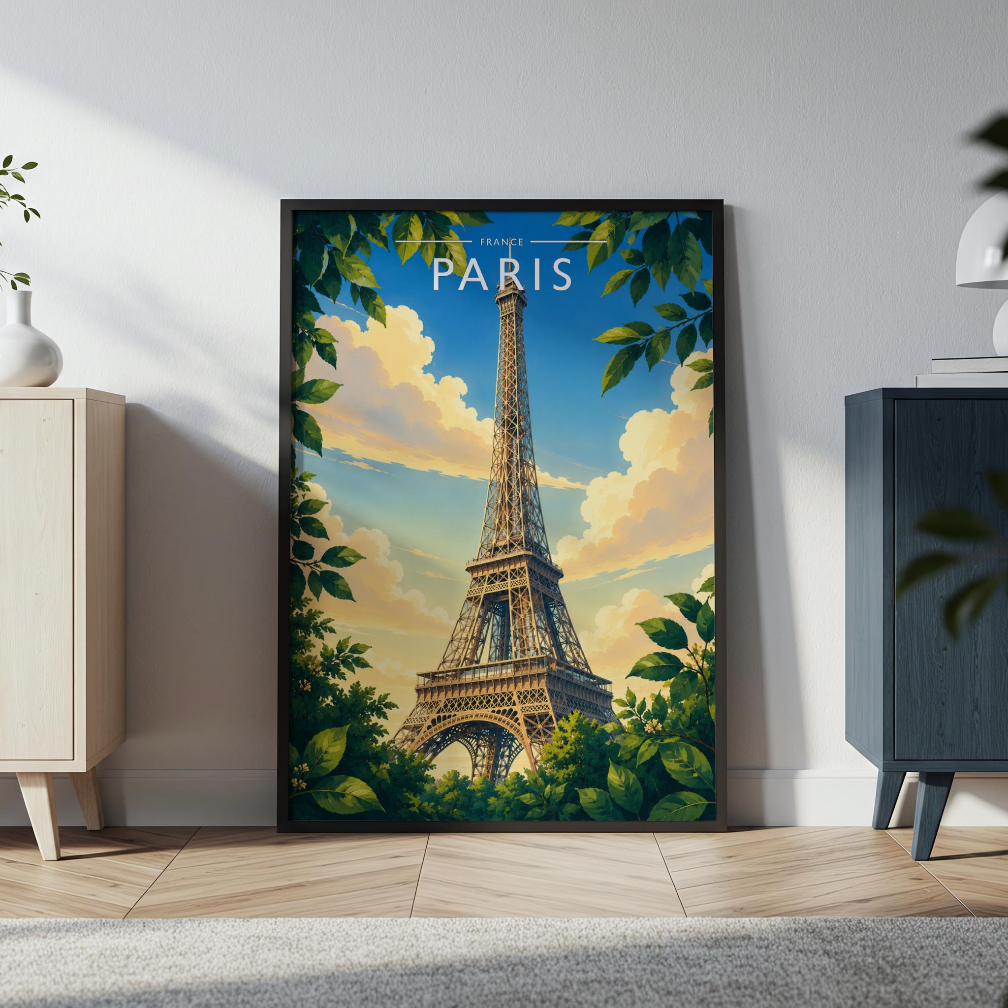 Paris #4 Travel Poster in a black frame