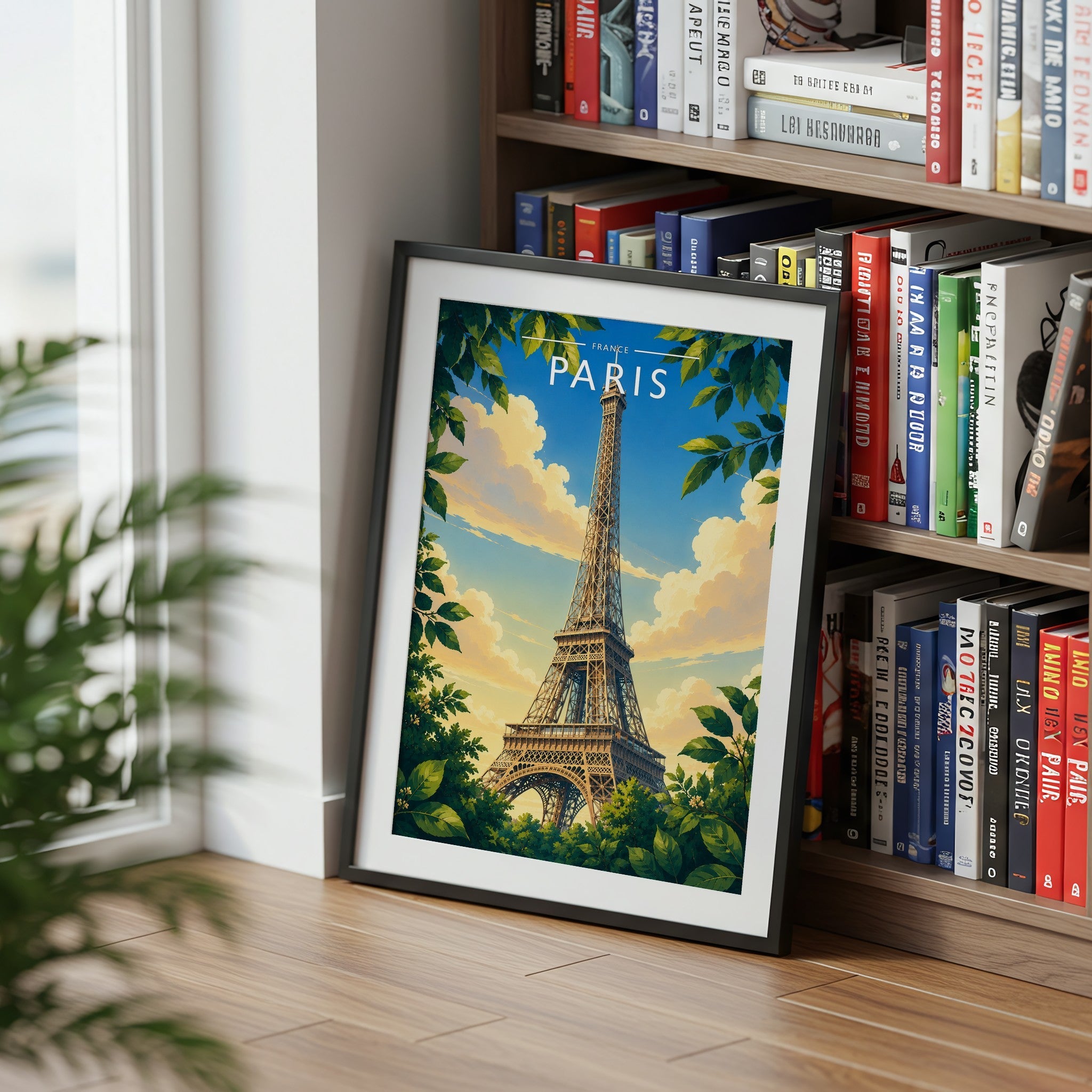 Paris #4 Travel Poster mounted in a black frame