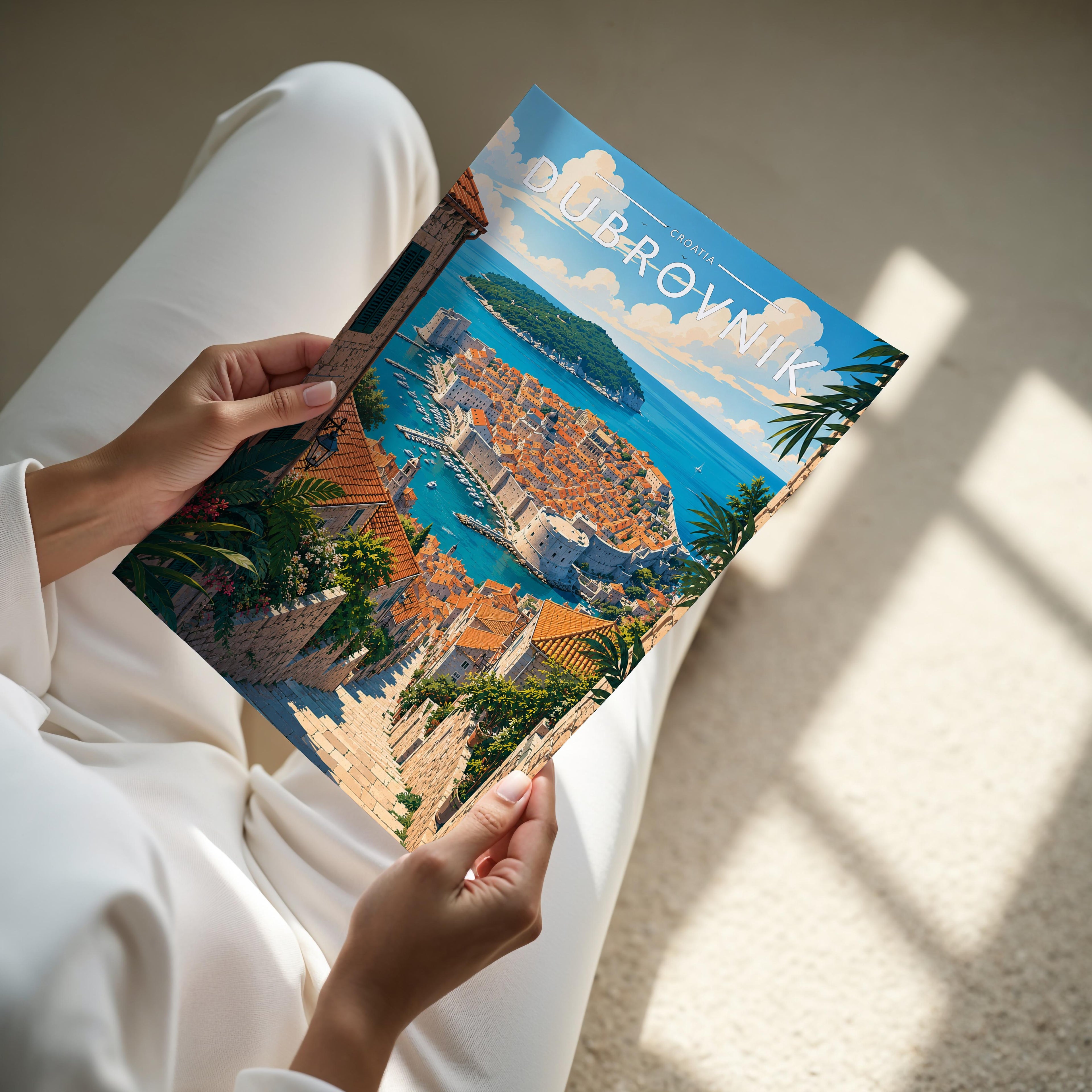 Dubrovnik #2 Travel Poster - A4 print held in hand