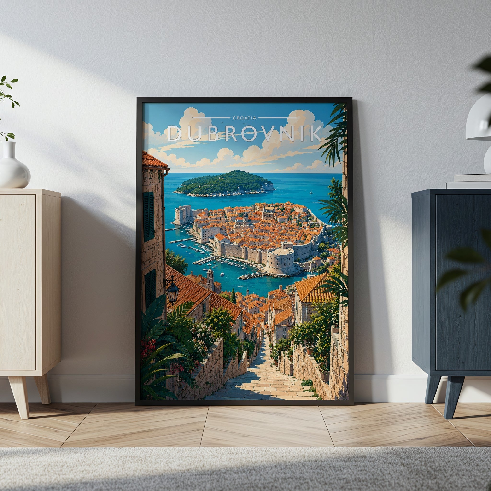 Dubrovnik #2 Travel Poster in a black frame