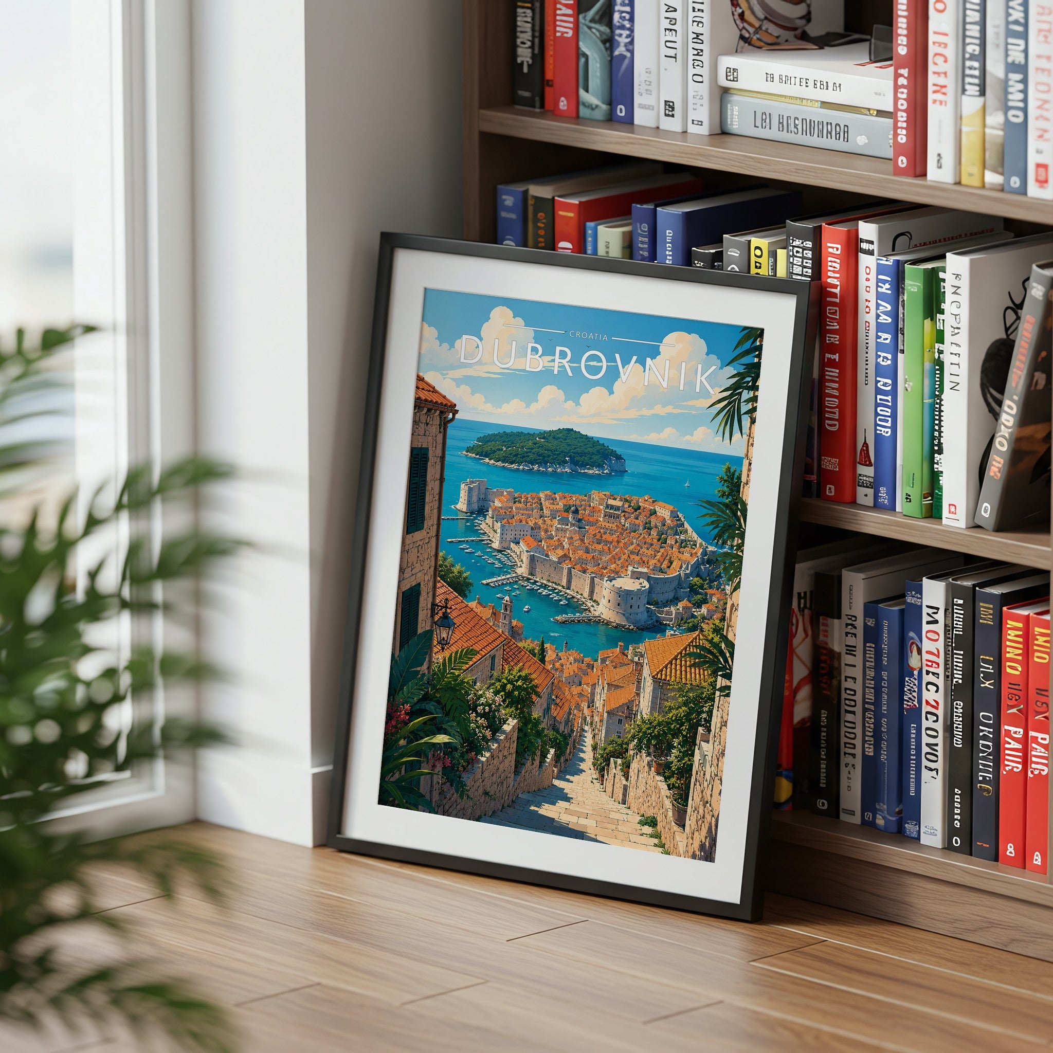 Dubrovnik #2 Travel Poster mounted in a black frame