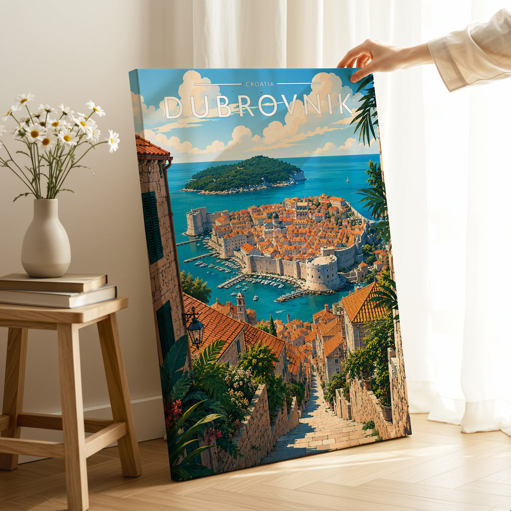 Dubrovnik #2 Travel Poster as a gallery-wrapped canvas