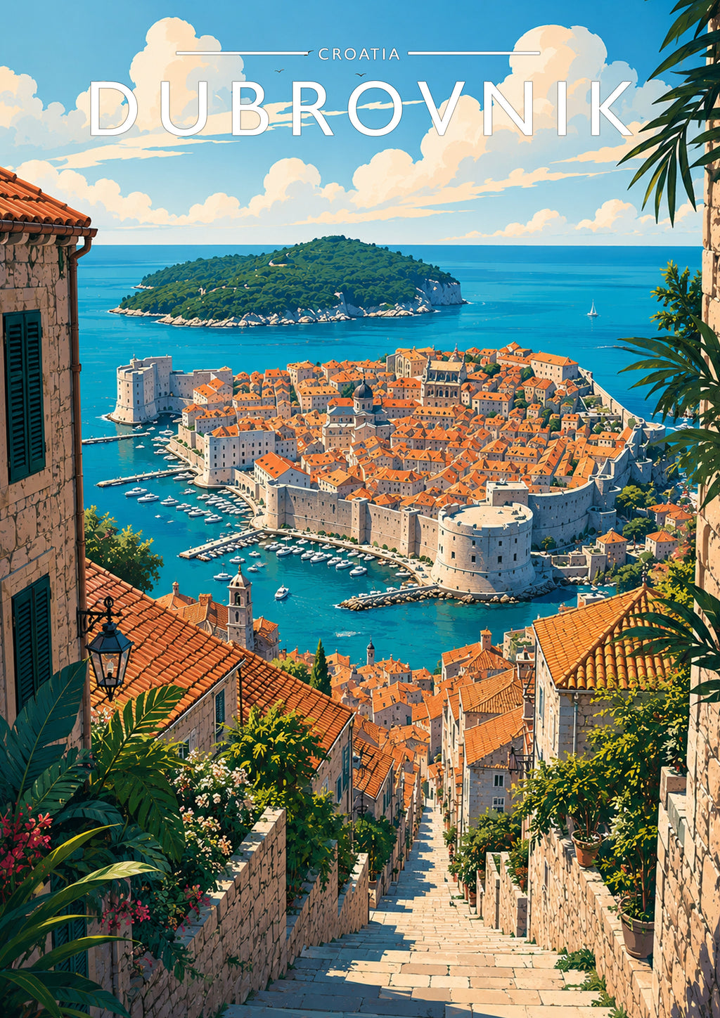 Dubrovnik #2 Travel Poster - A4 travel poster print