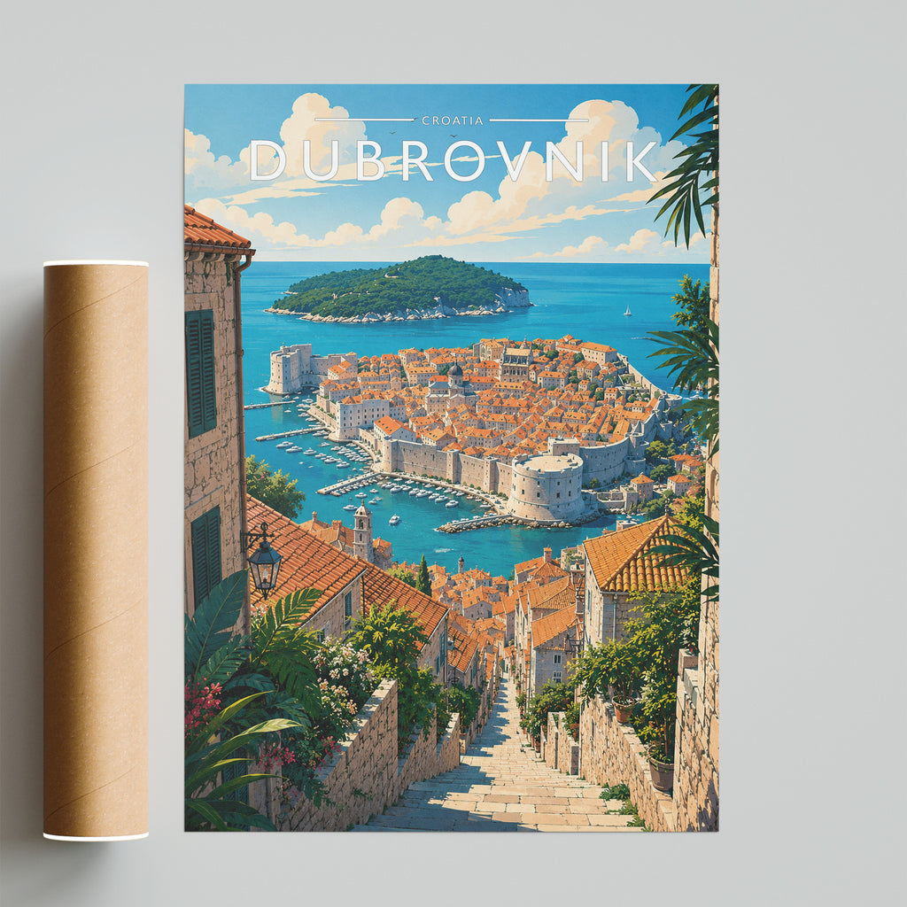 Dubrovnik #2 Travel Poster - fine art print with shipping tube