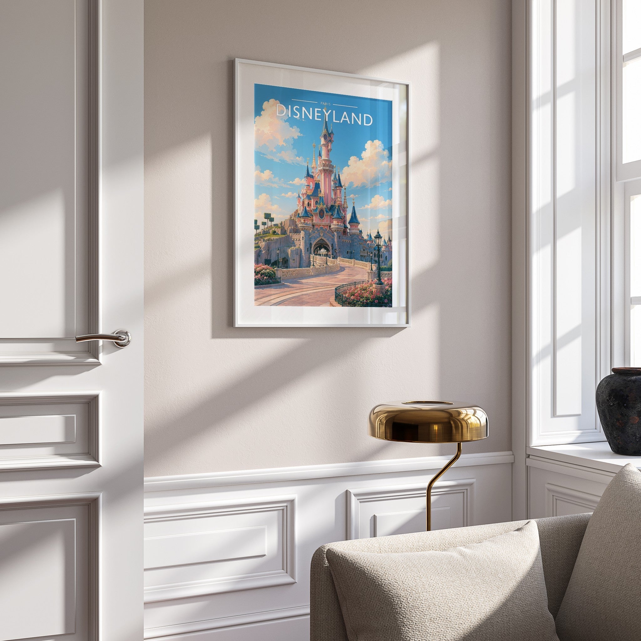 Paris #5 Travel Poster mounted in a white frame