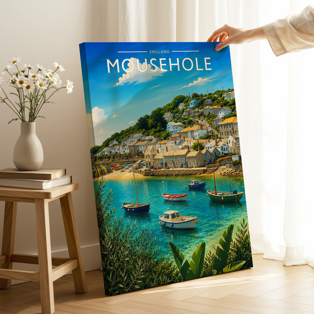 Mousehole Travel Poster as a gallery-wrapped canvas