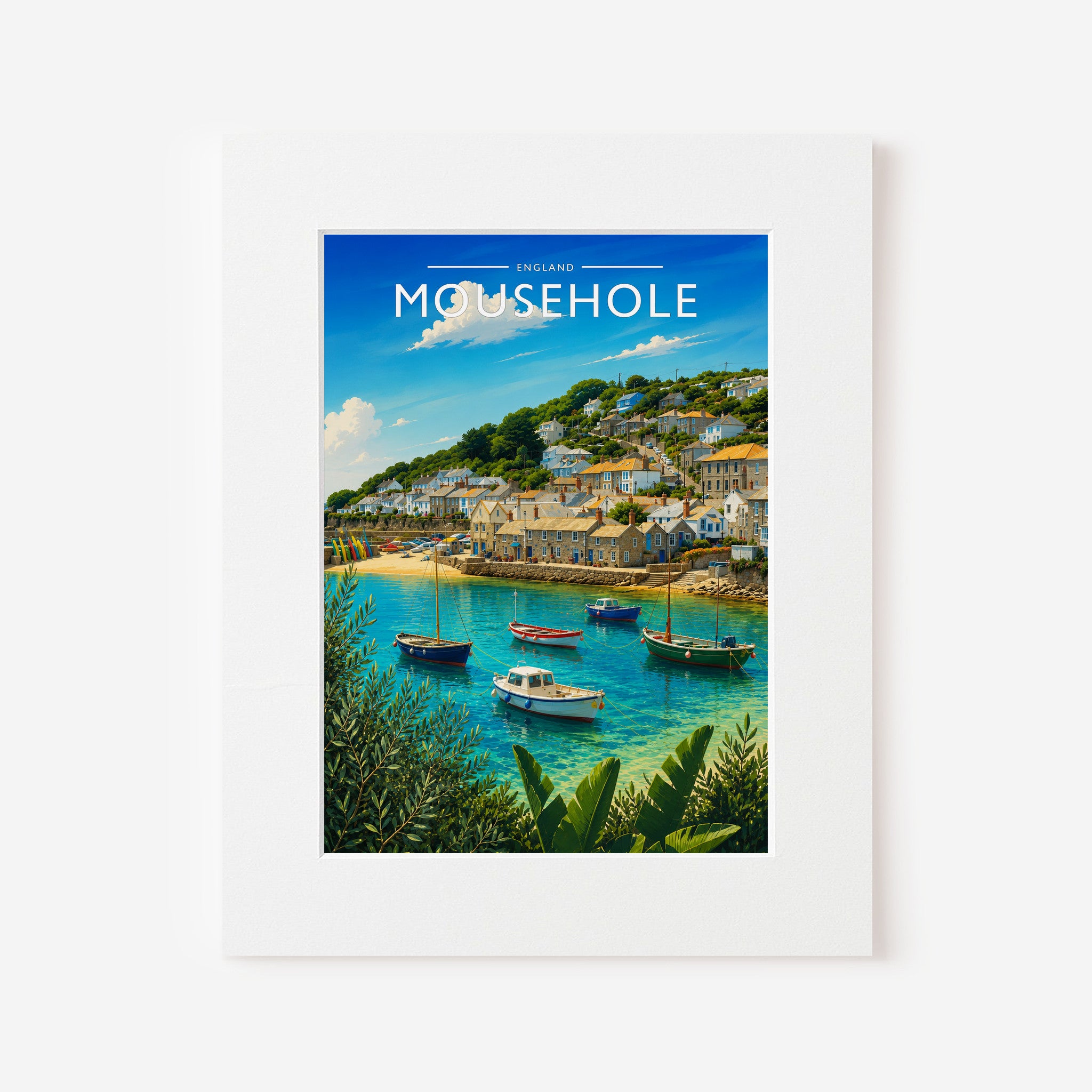 Mousehole Travel Poster in a white mount