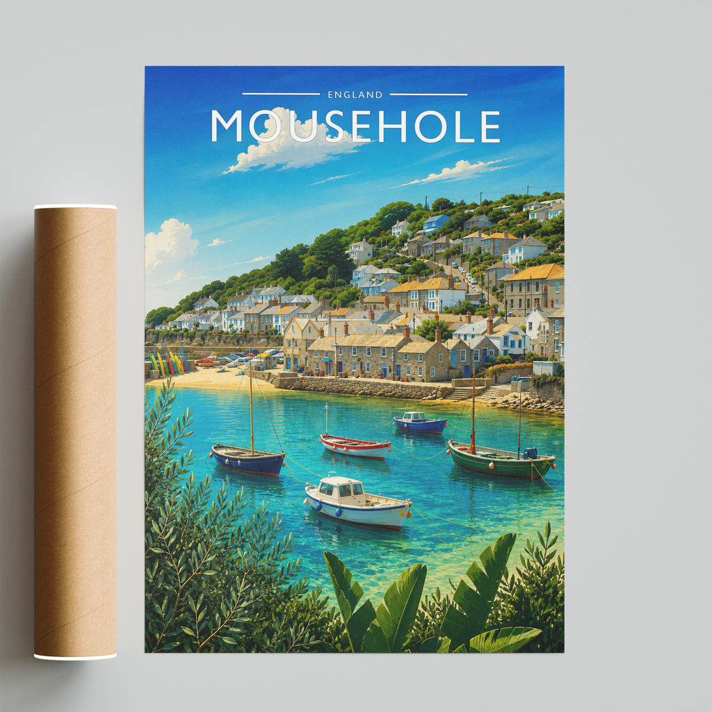Mousehole Travel Poster - fine art print with shipping tube