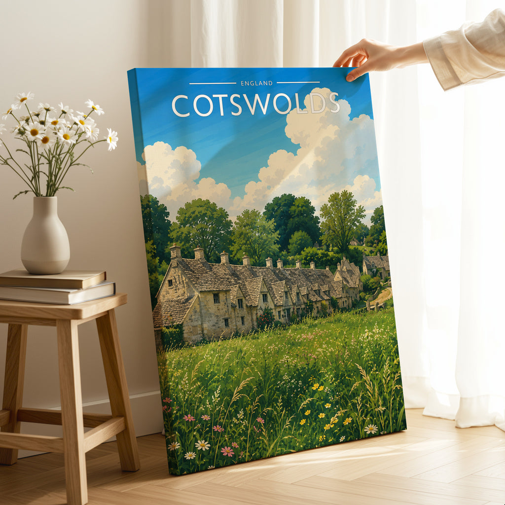 Cotswolds Travel Poster as a gallery-wrapped canvas