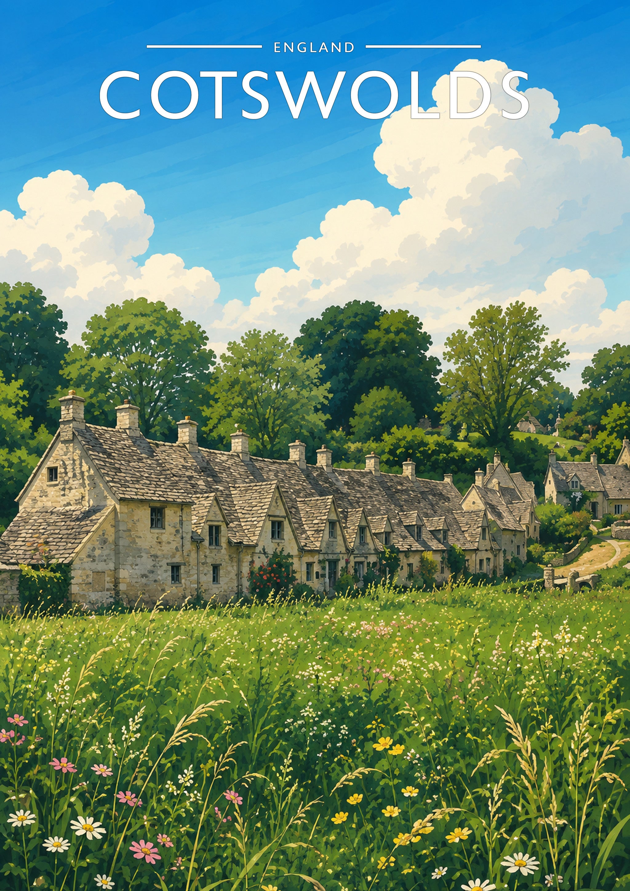 Cotswolds Travel Poster - A4 travel poster print
