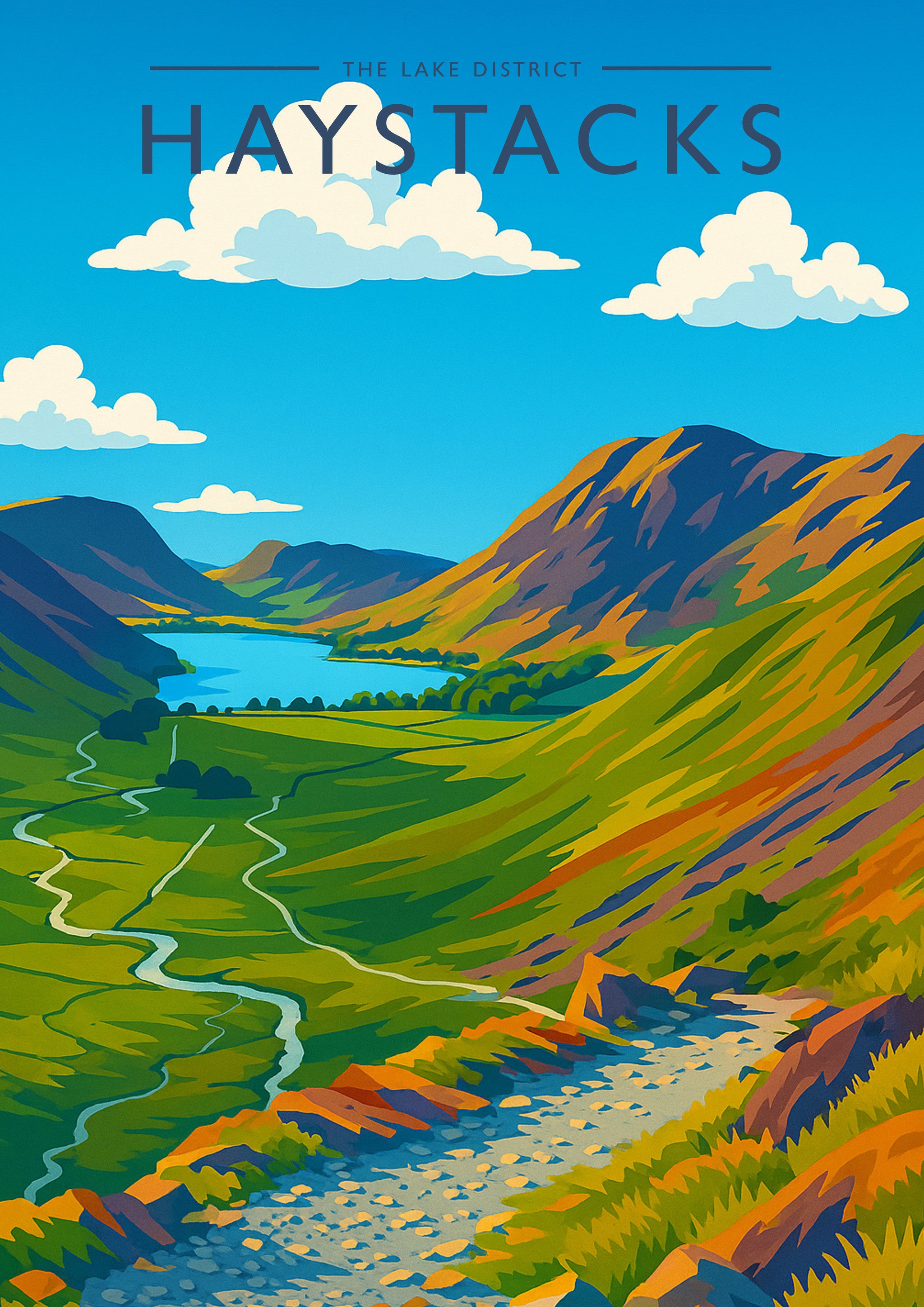 Haystacks Travel Poster - A4 travel poster print