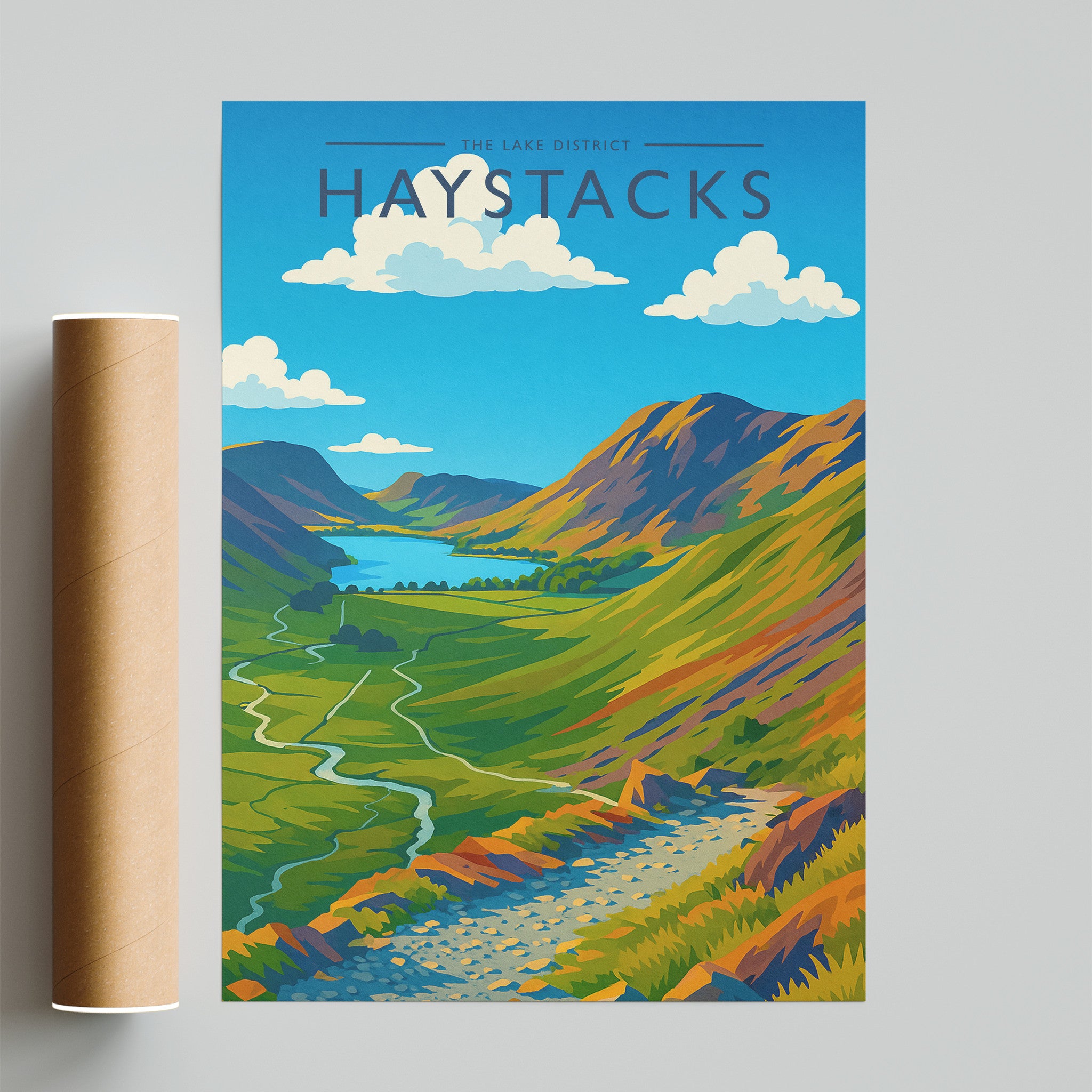 Haystacks Travel Poster - fine art print with shipping tube