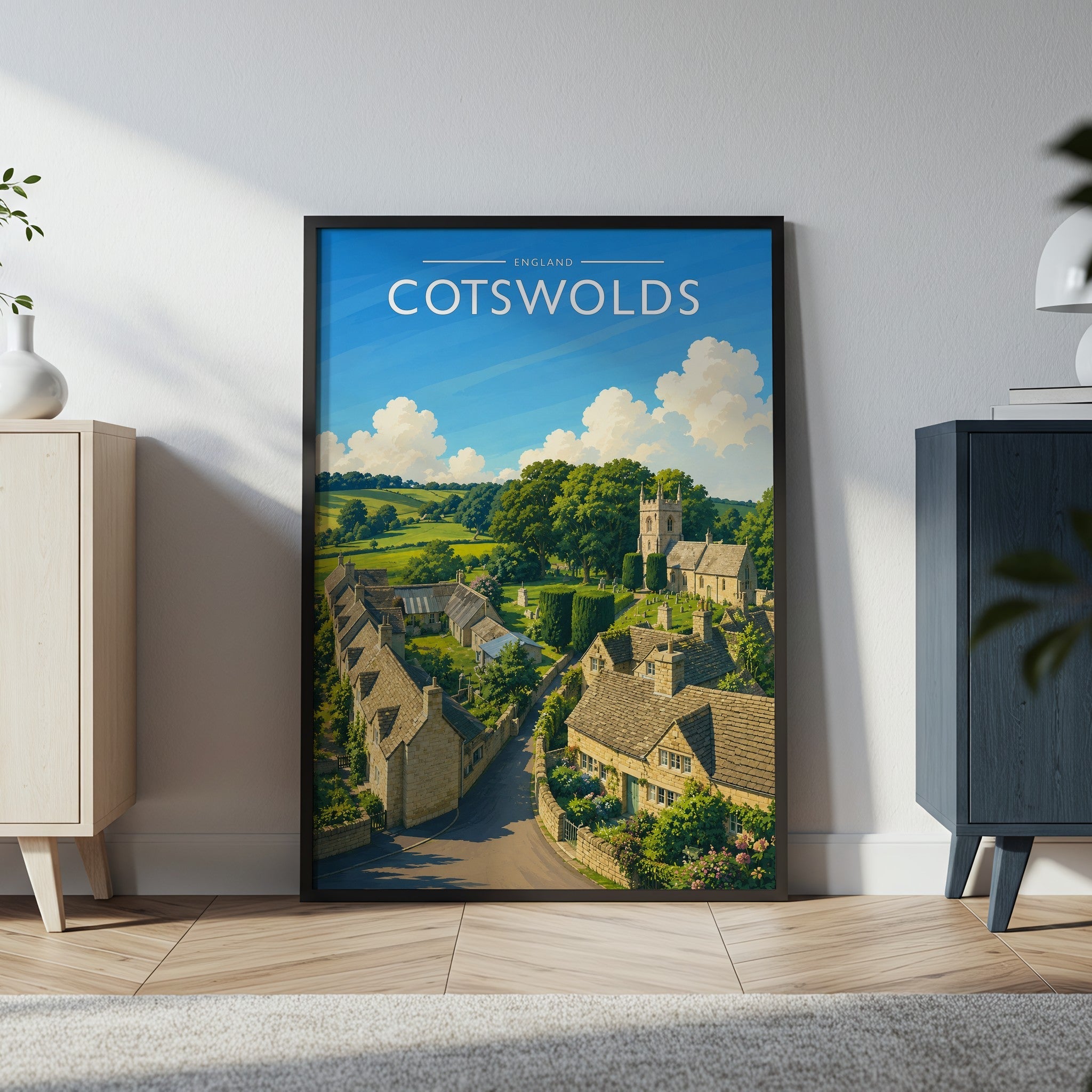 Cotswolds #2 Travel Poster in a black frame