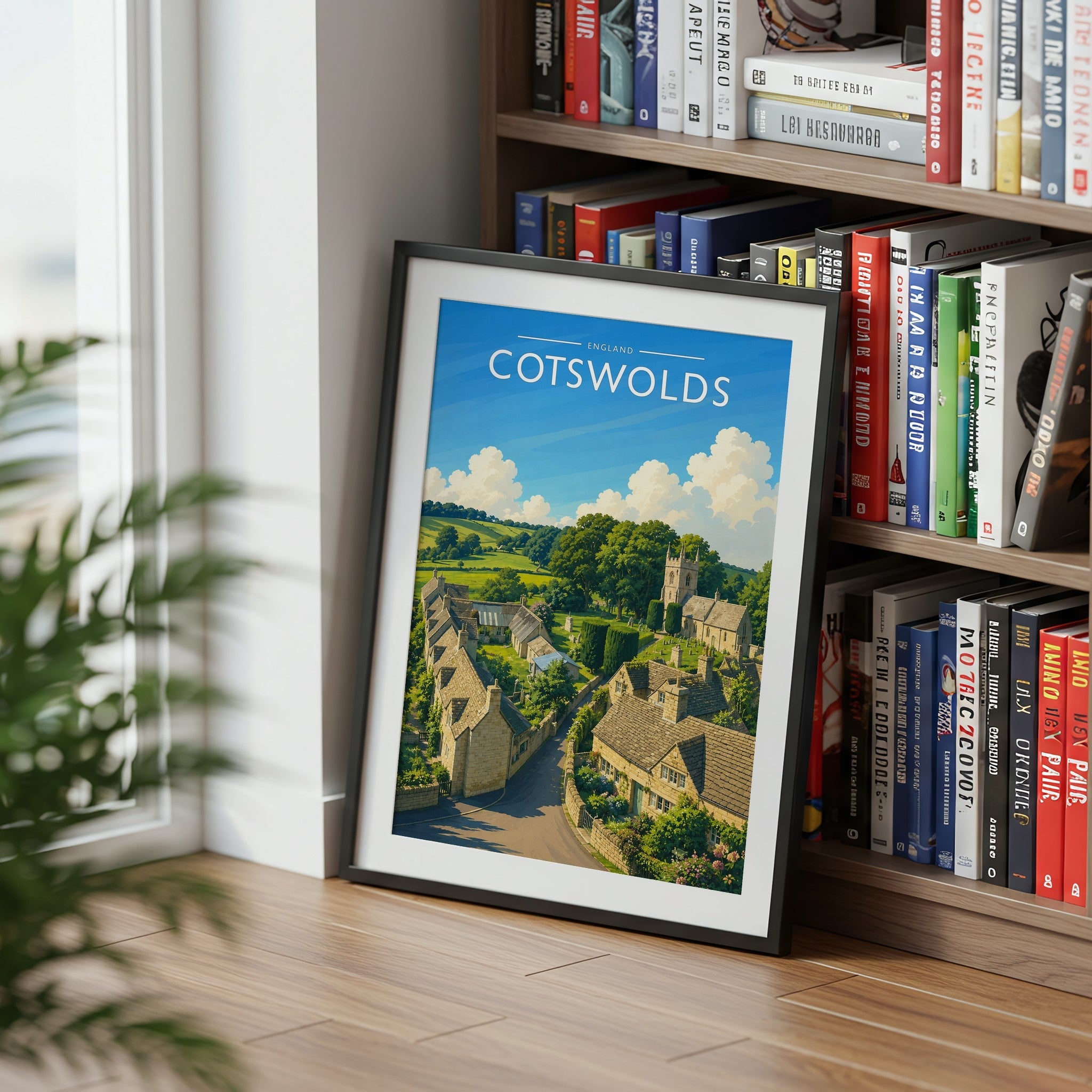 Cotswolds #2 Travel Poster mounted in a black frame