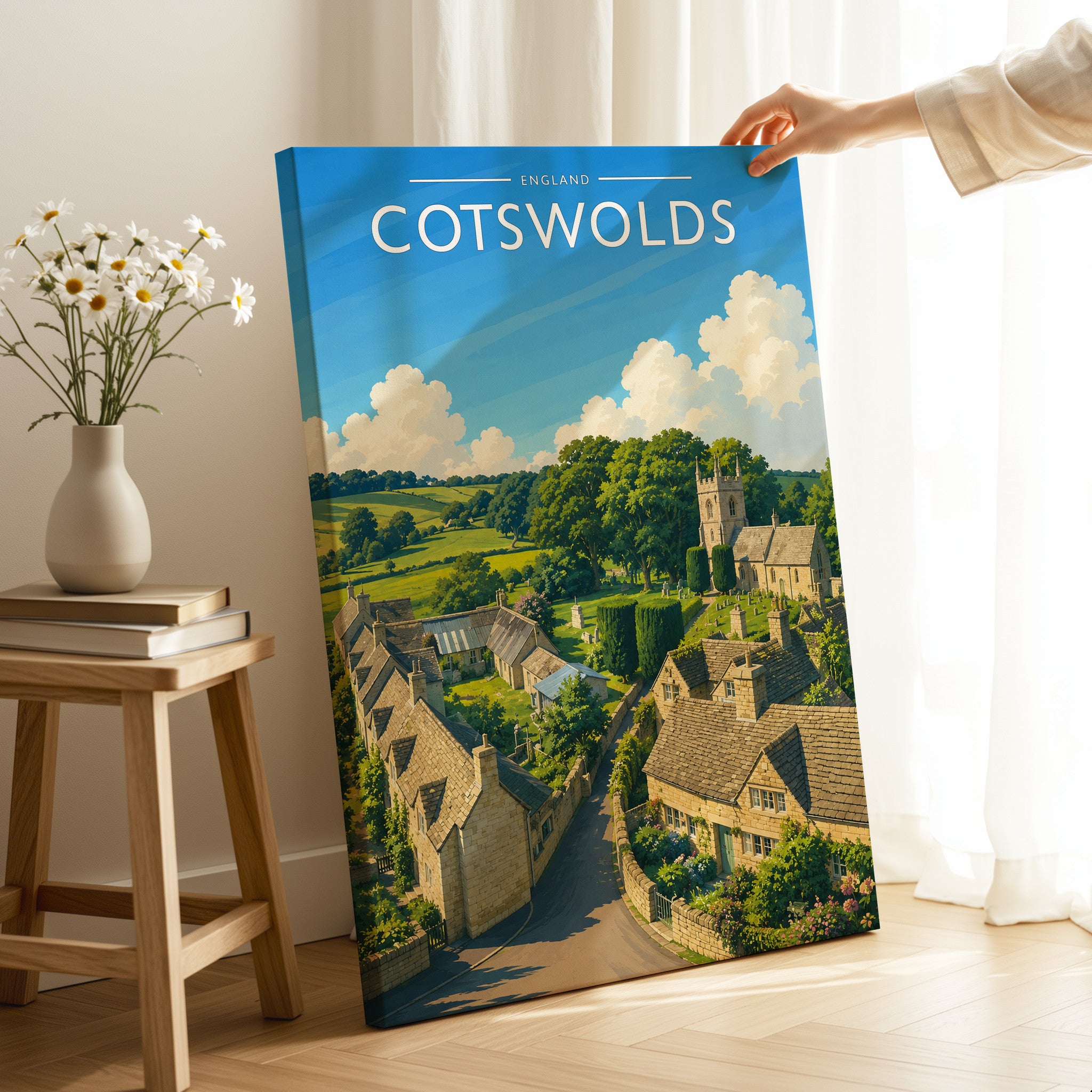 Cotswolds #2 Travel Poster as a gallery-wrapped canvas
