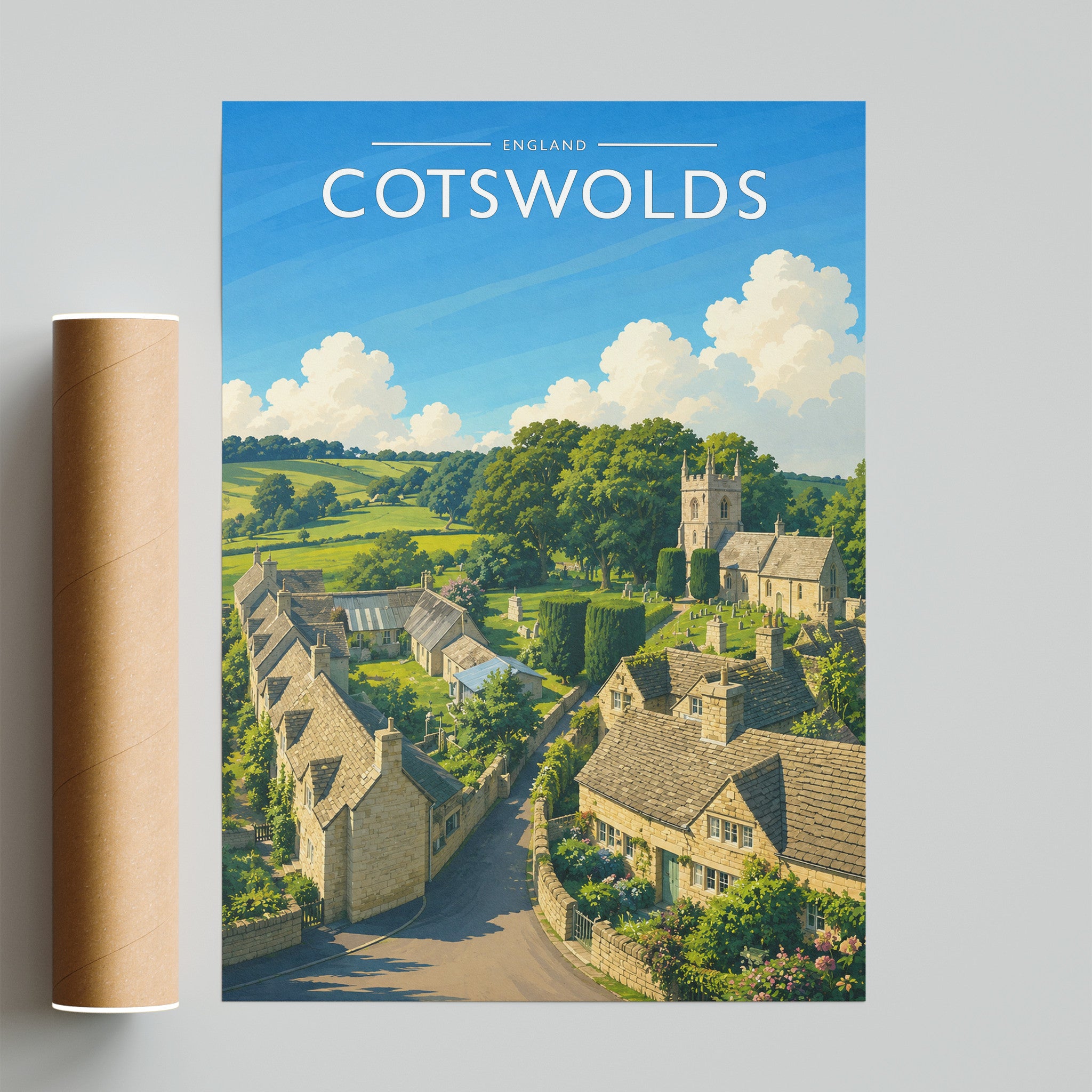 Cotswolds #2 Travel Poster - fine art print with shipping tube