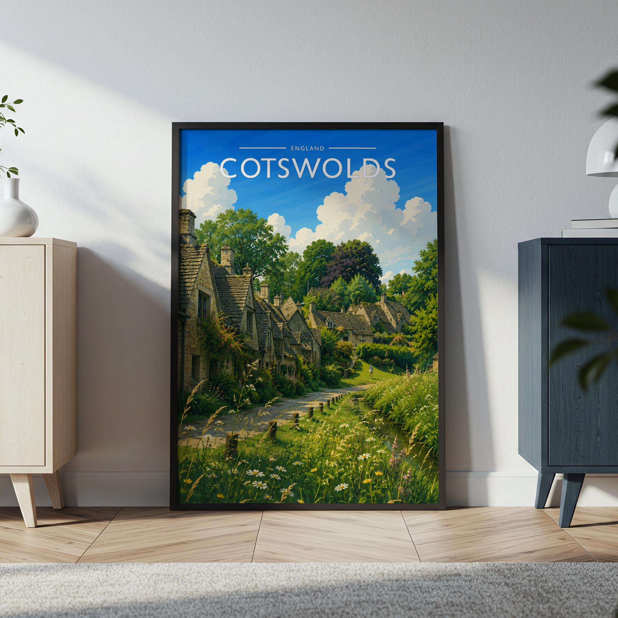 Cotswolds #3 Travel Poster in a black frame