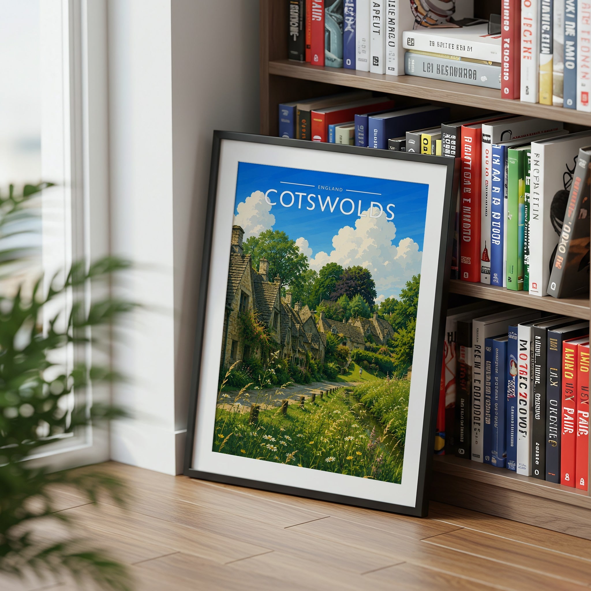 Cotswolds #3 Travel Poster mounted in a black frame