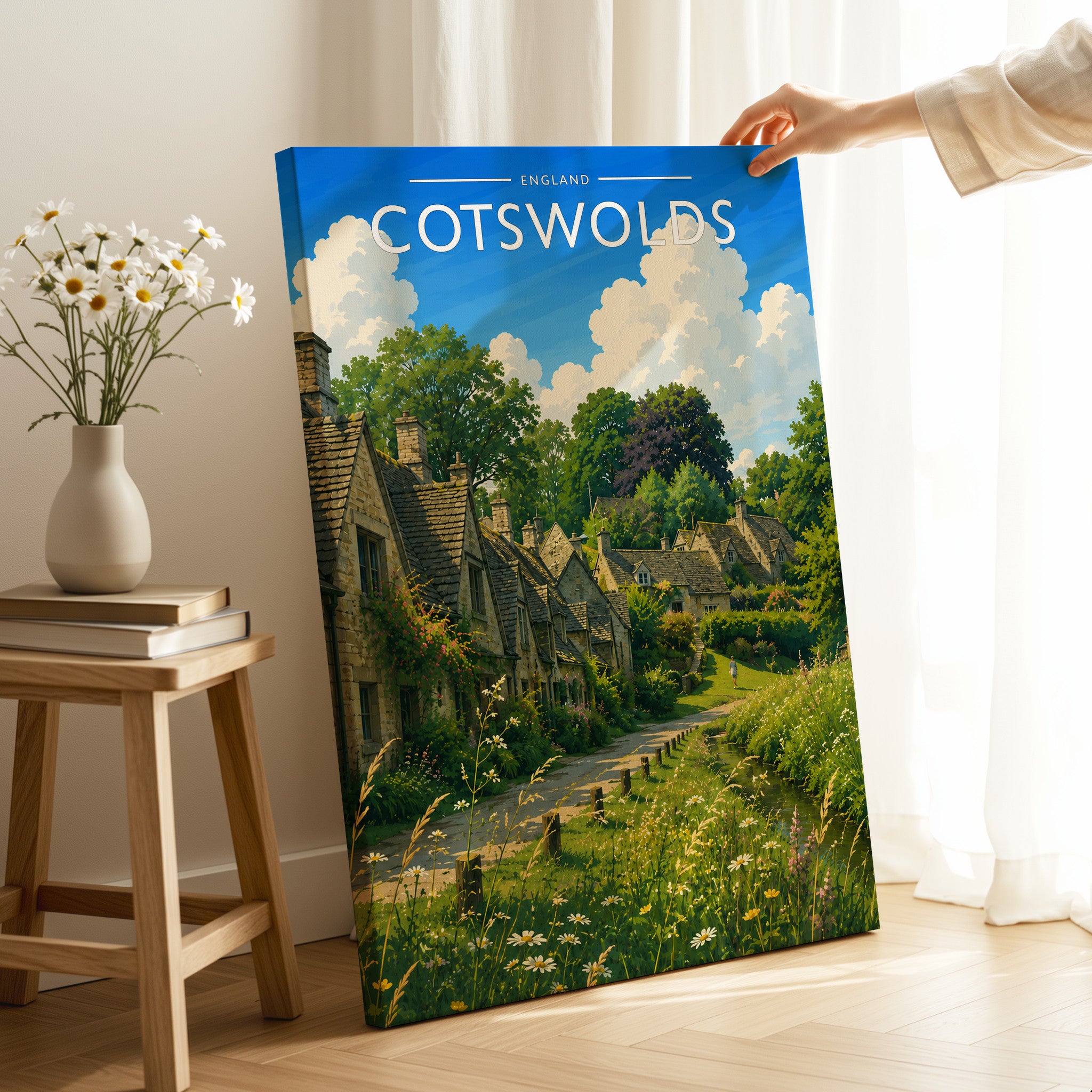 Cotswolds #3 Travel Poster as a gallery-wrapped canvas