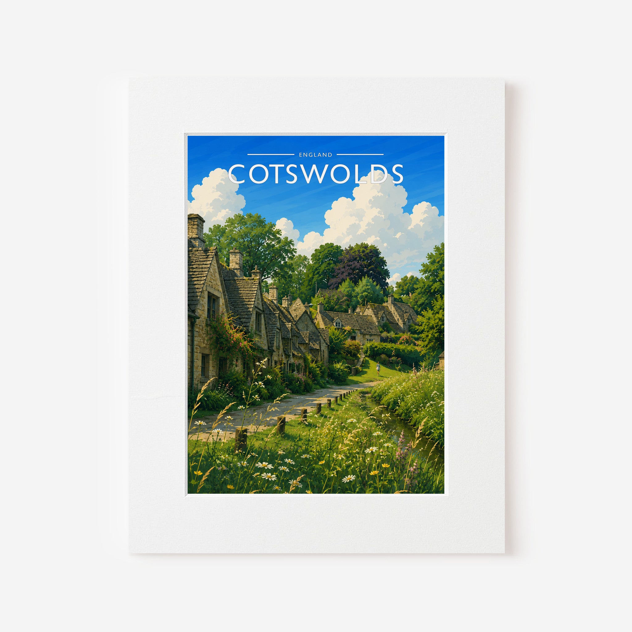 Cotswolds #3 Travel Poster in a white mount