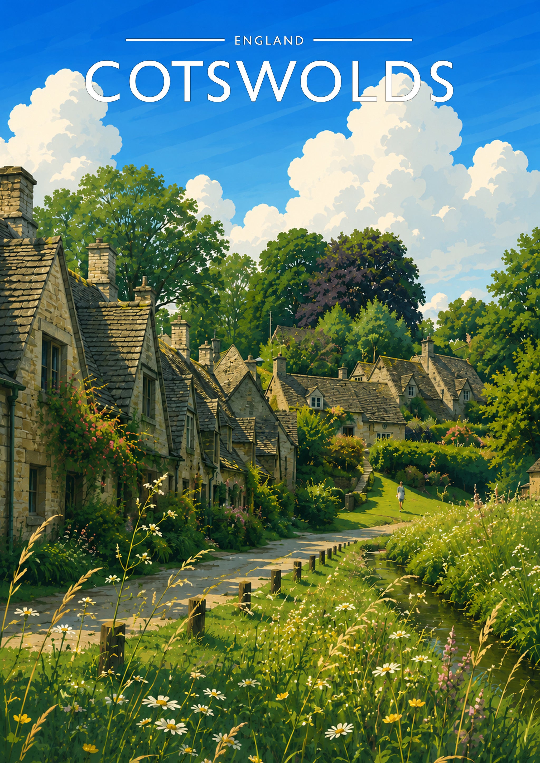 Cotswolds #3 Travel Poster - A4 travel poster print