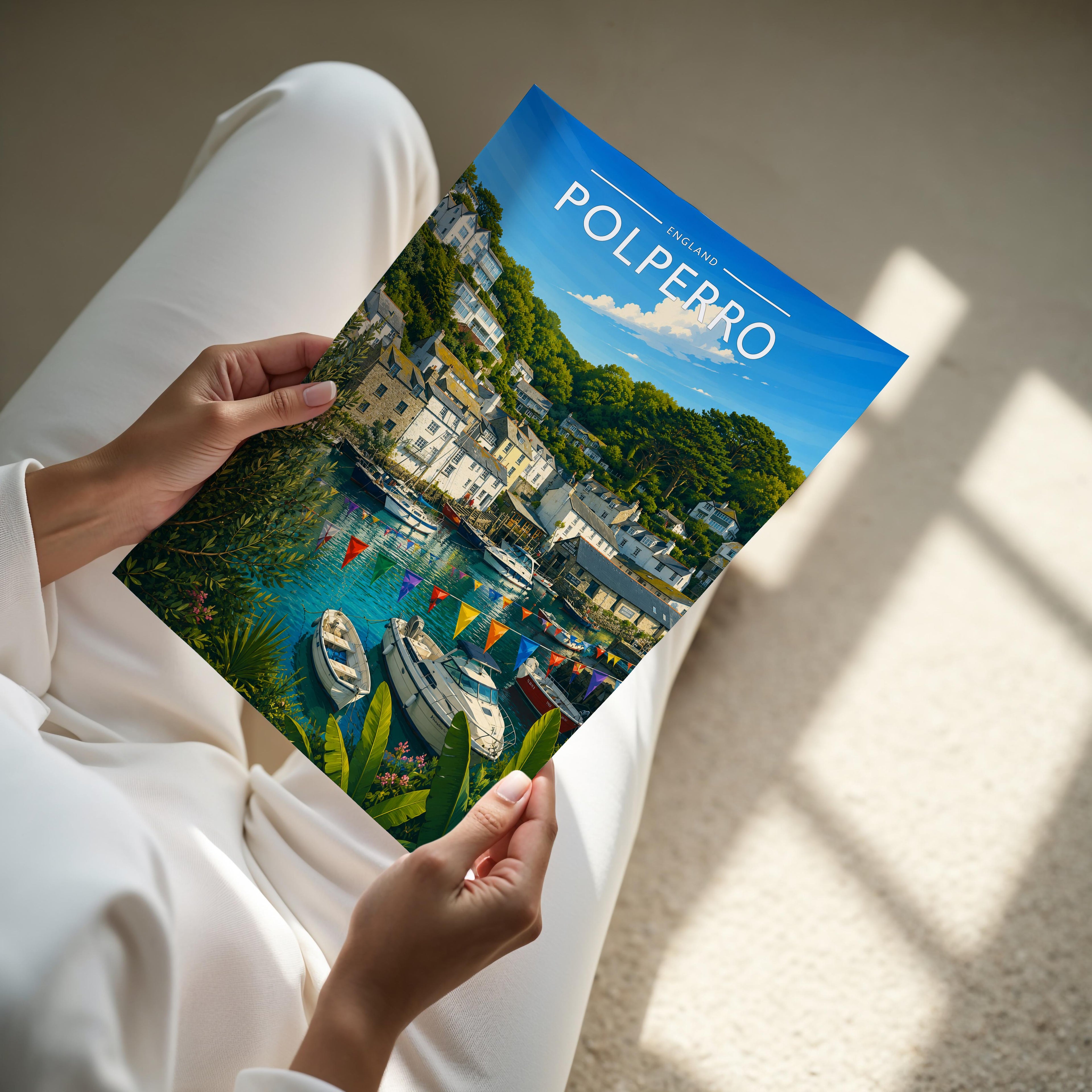 Polperro #4 Travel Poster - A4 print held in hand