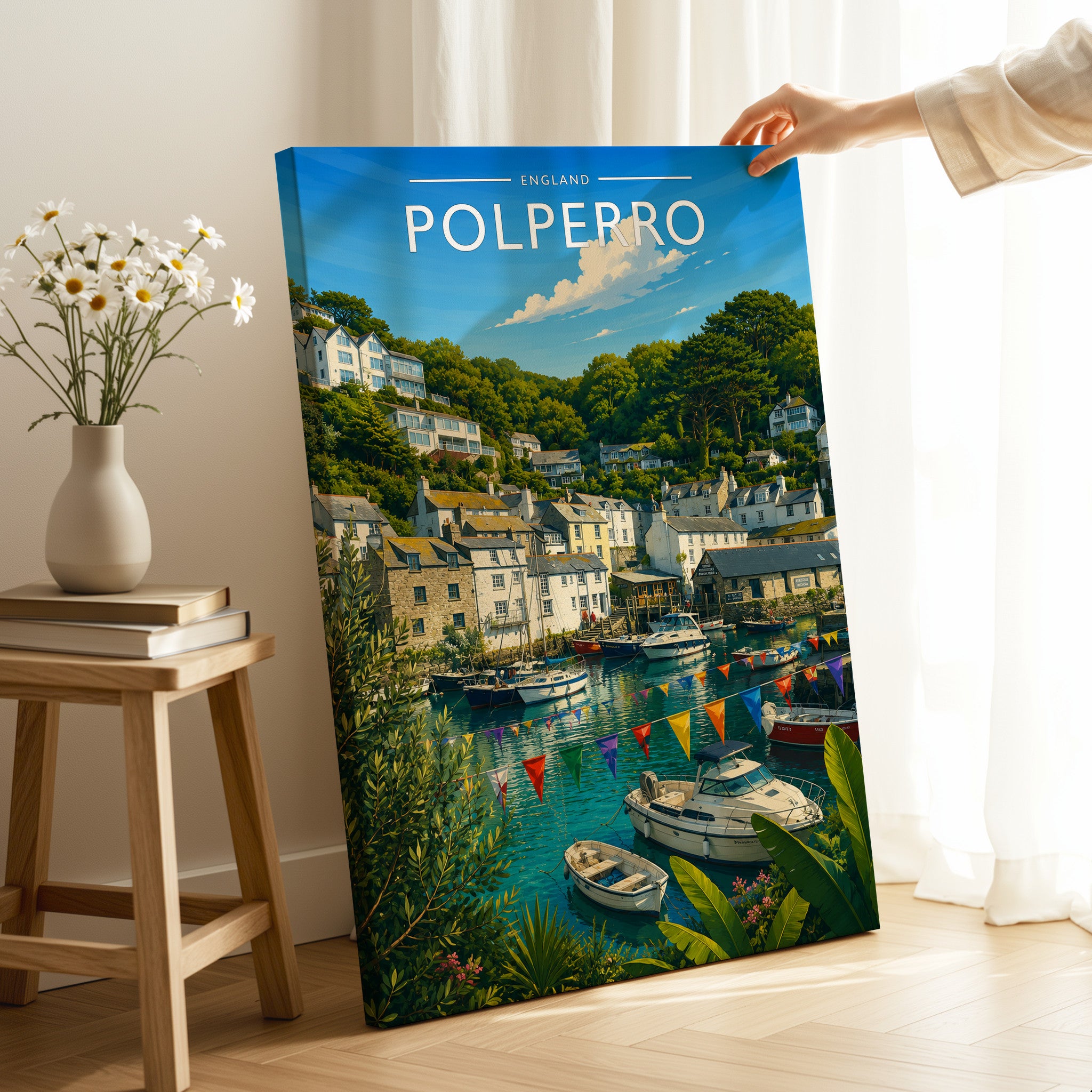 Polperro #4 Travel Poster as a gallery-wrapped canvas