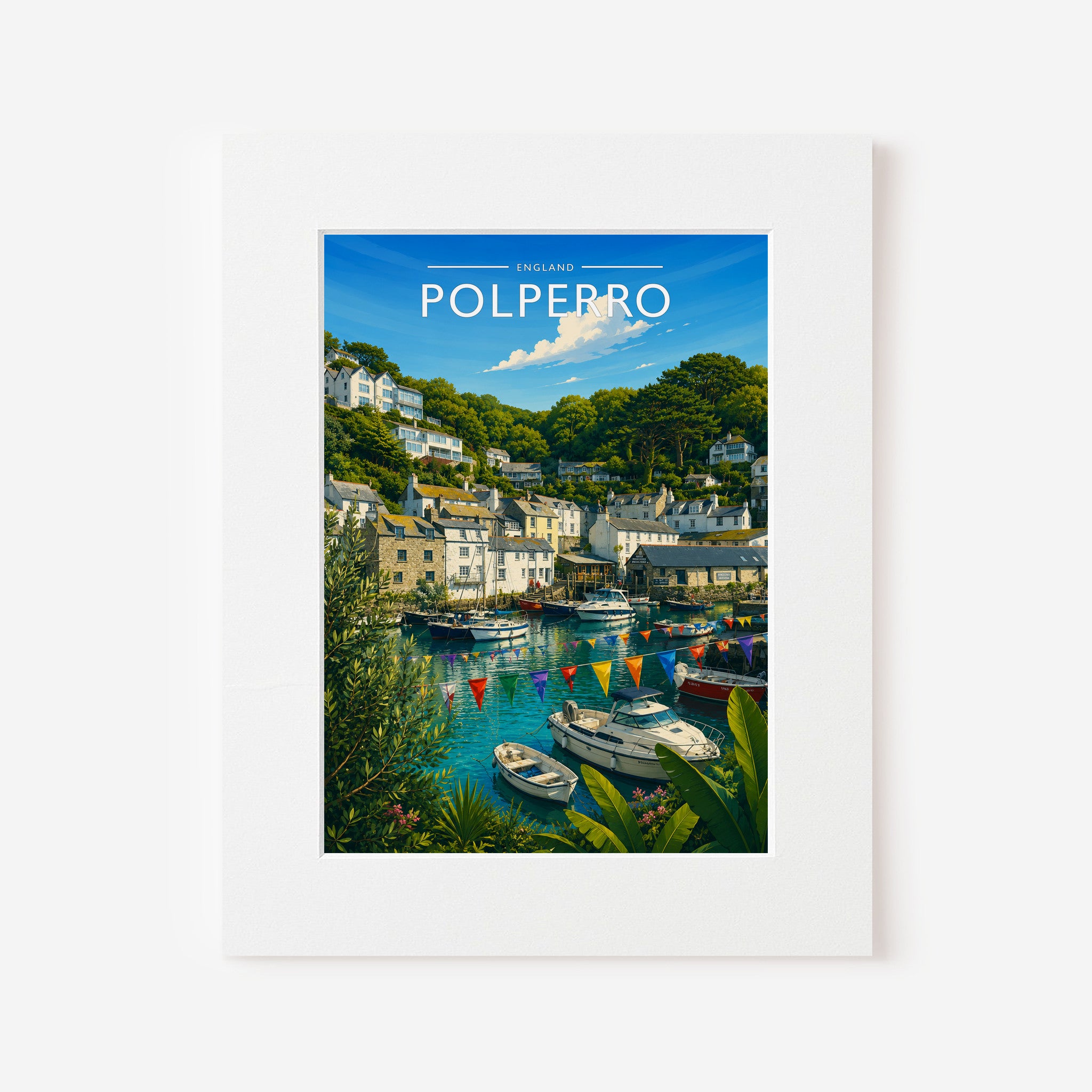 Polperro #4 Travel Poster in a white mount