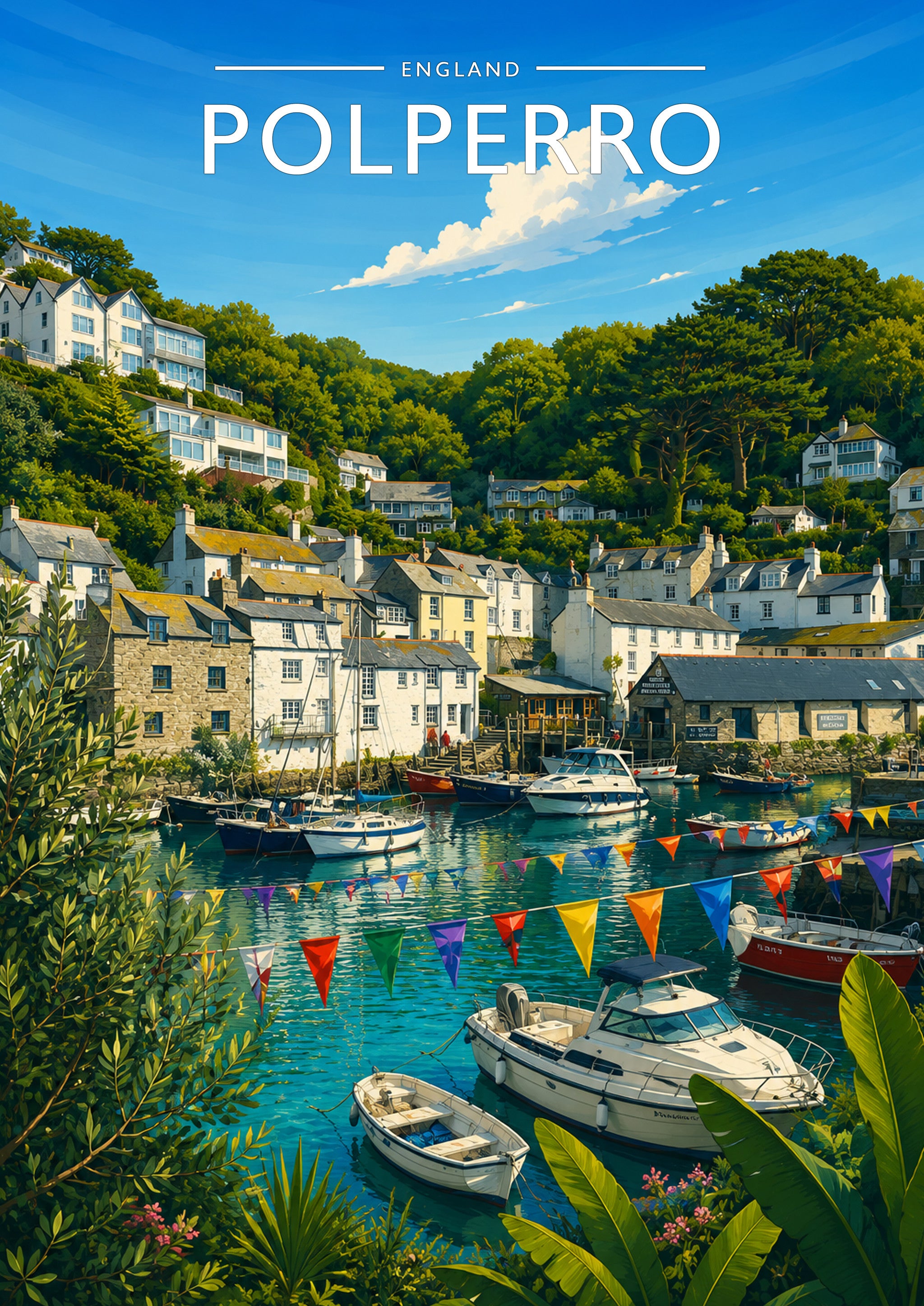 Polperro #4 Travel Poster - A4 travel poster print