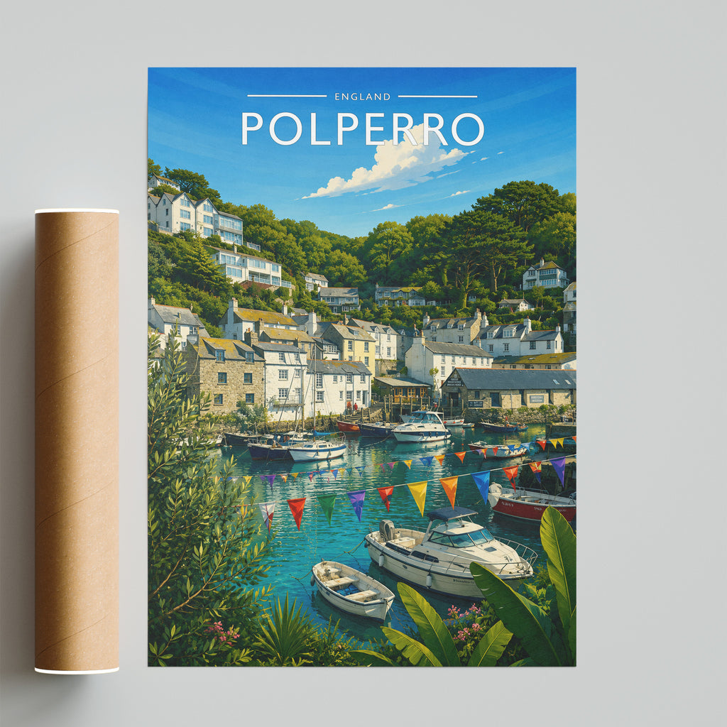 Polperro #4 Travel Poster - fine art print with shipping tube