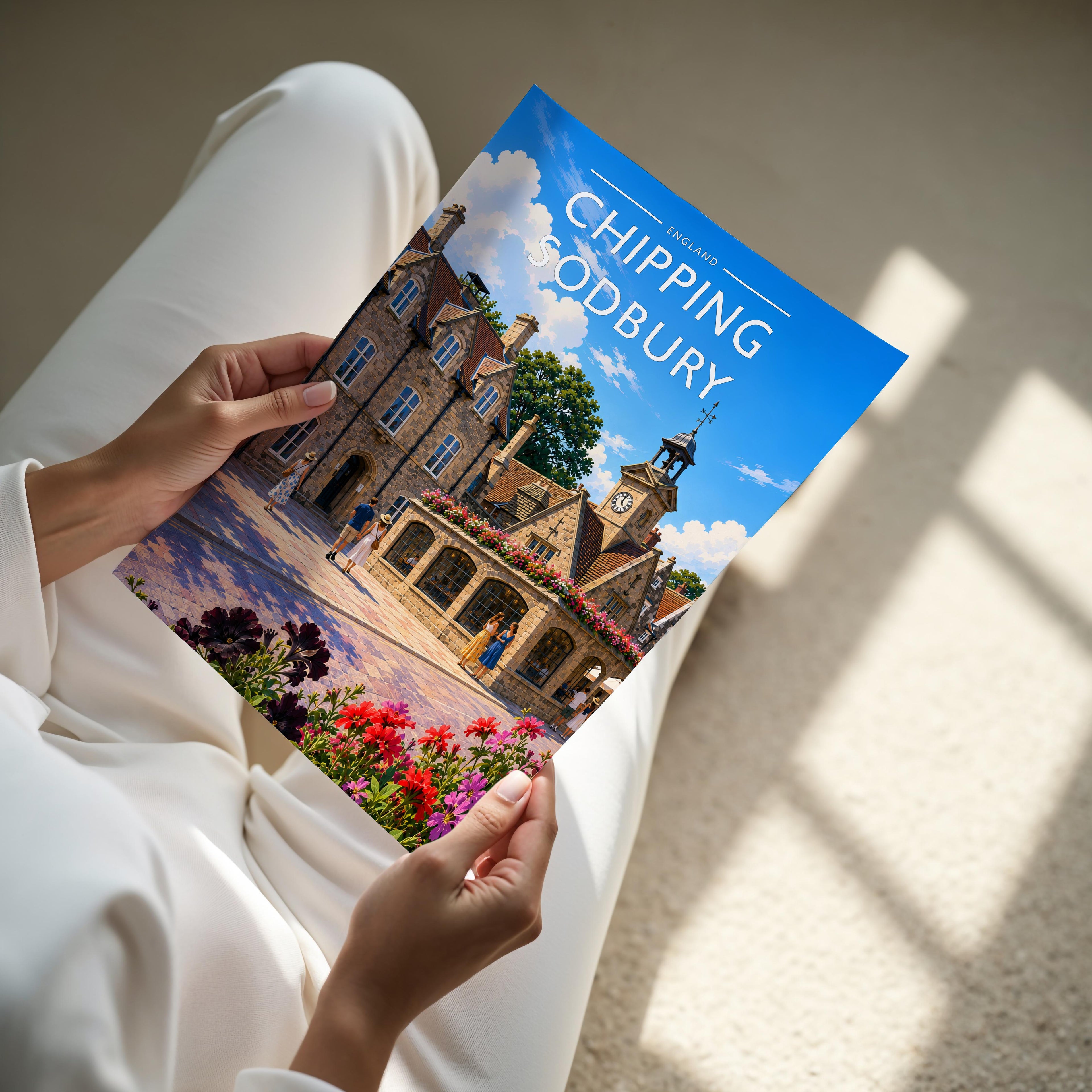Chipping Sodbury Travel Poster - A4 print held in hand