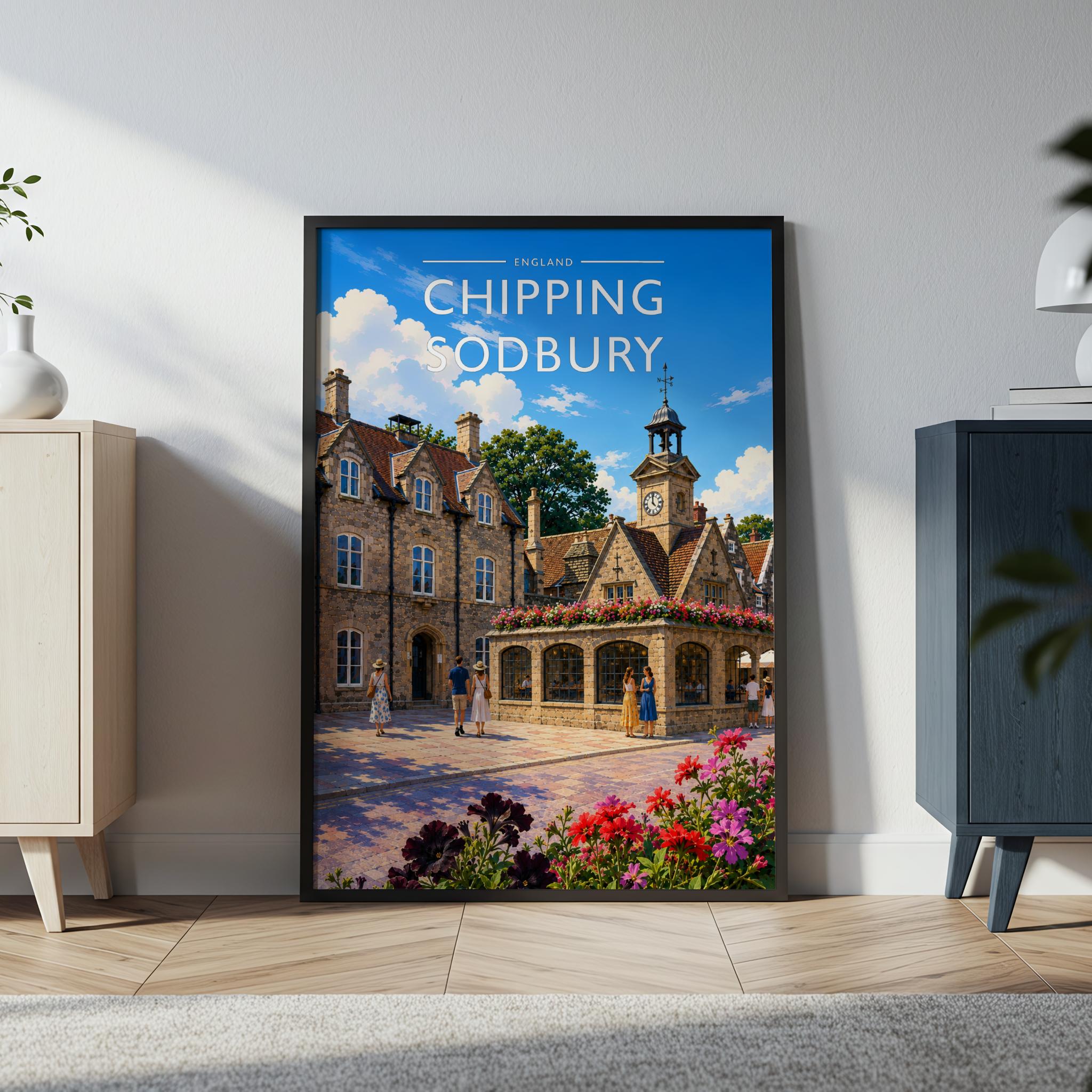 Chipping Sodbury Travel Poster in a black frame