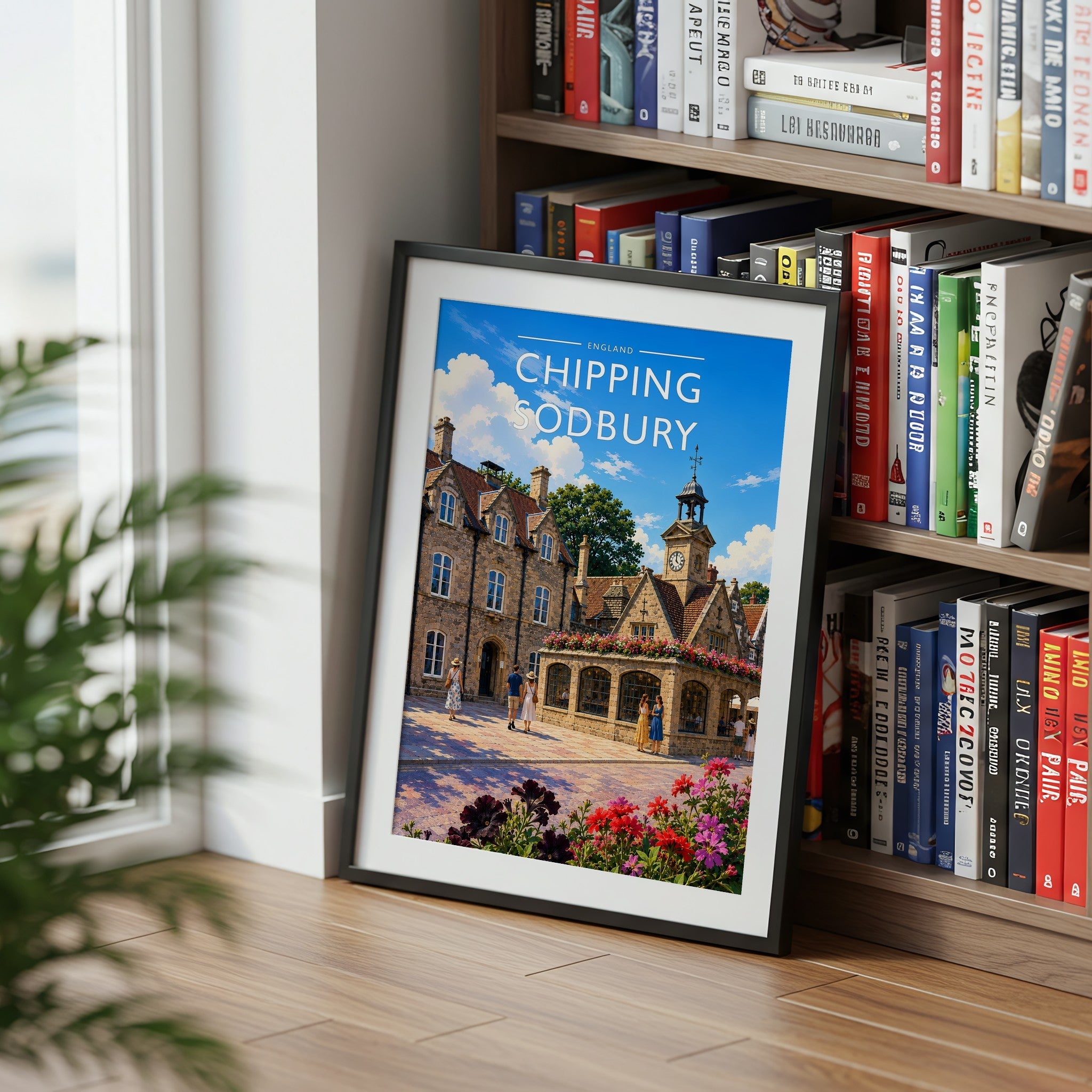Chipping Sodbury Travel Poster mounted in a black frame